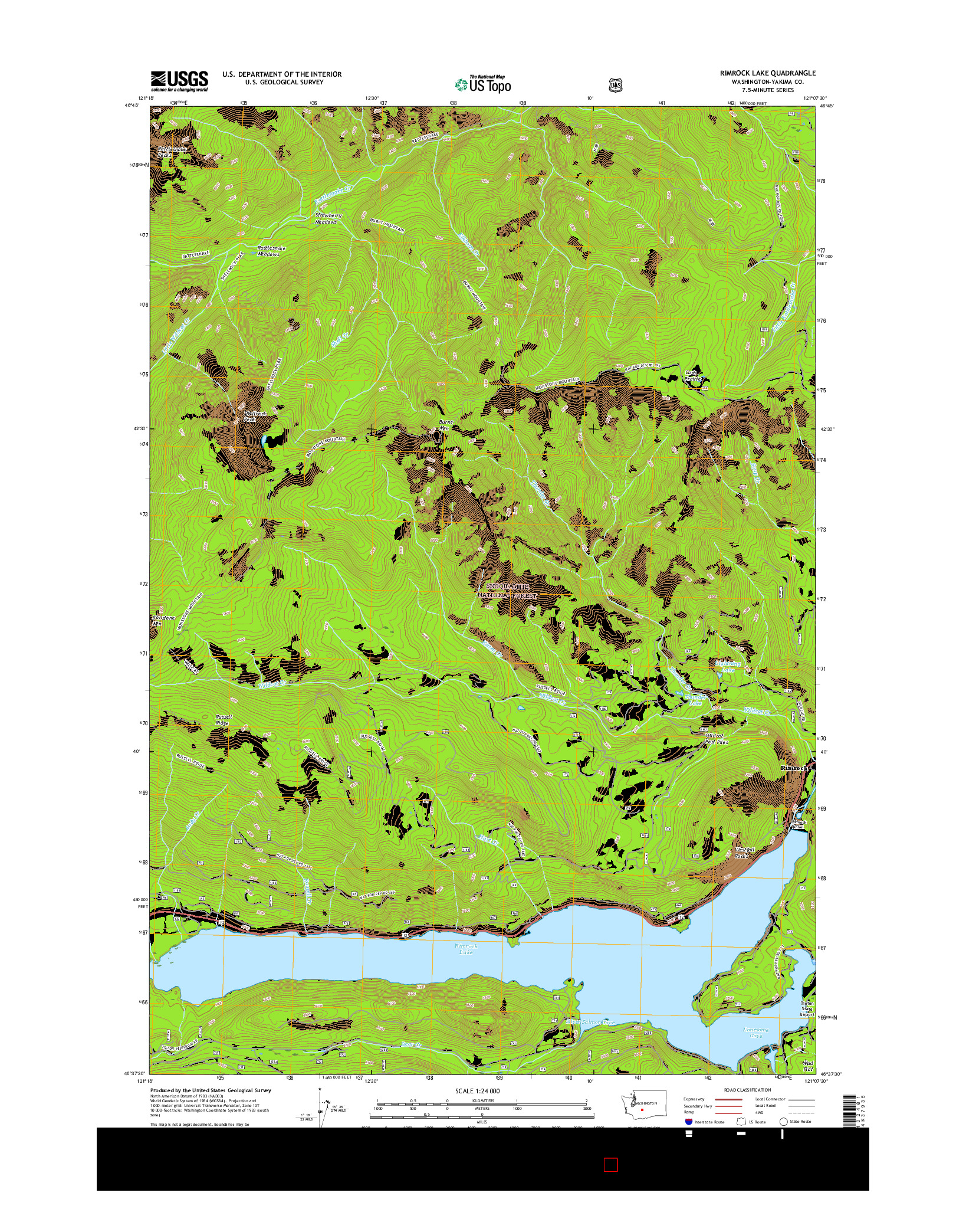 USGS US TOPO 7.5-MINUTE MAP FOR RIMROCK LAKE, WA 2017