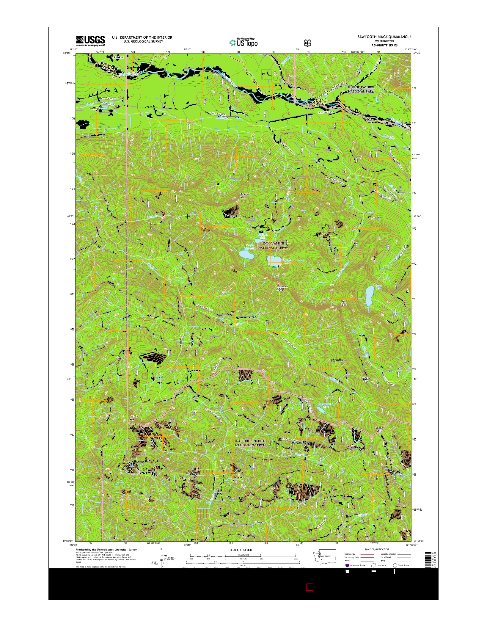 USGS US TOPO 7.5-MINUTE MAP FOR SAWTOOTH RIDGE, WA 2017