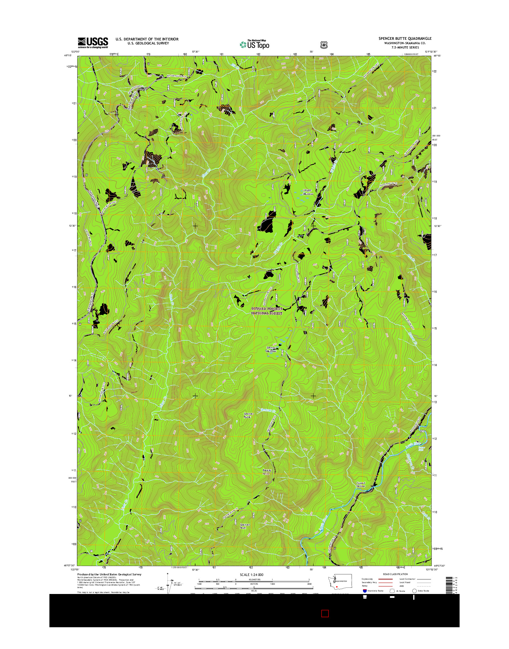 USGS US TOPO 7.5-MINUTE MAP FOR SPENCER BUTTE, WA 2017