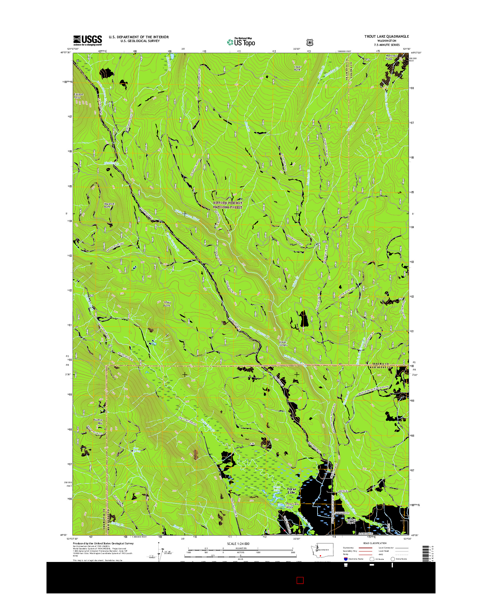 USGS US TOPO 7.5-MINUTE MAP FOR TROUT LAKE, WA 2017