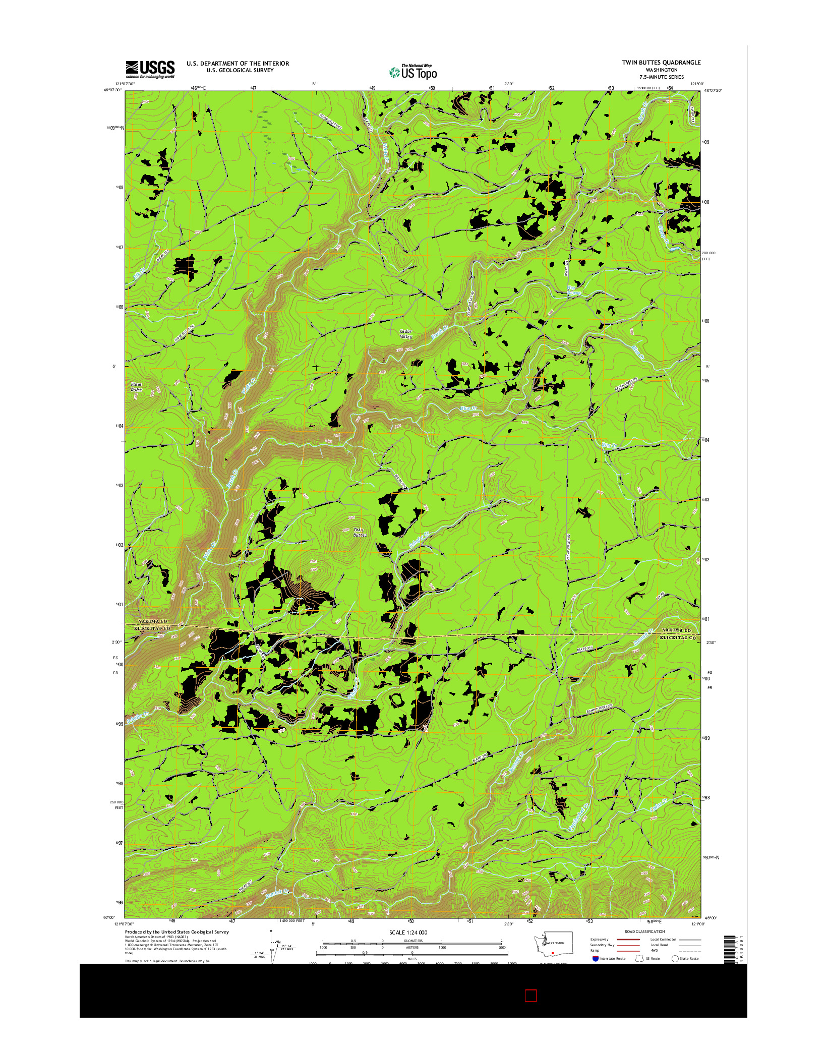 USGS US TOPO 7.5-MINUTE MAP FOR TWIN BUTTES, WA 2017