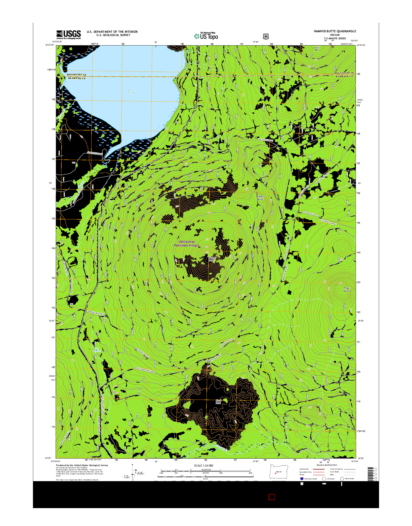 USGS US TOPO 7.5-MINUTE MAP FOR HAMNER BUTTE, OR 2017