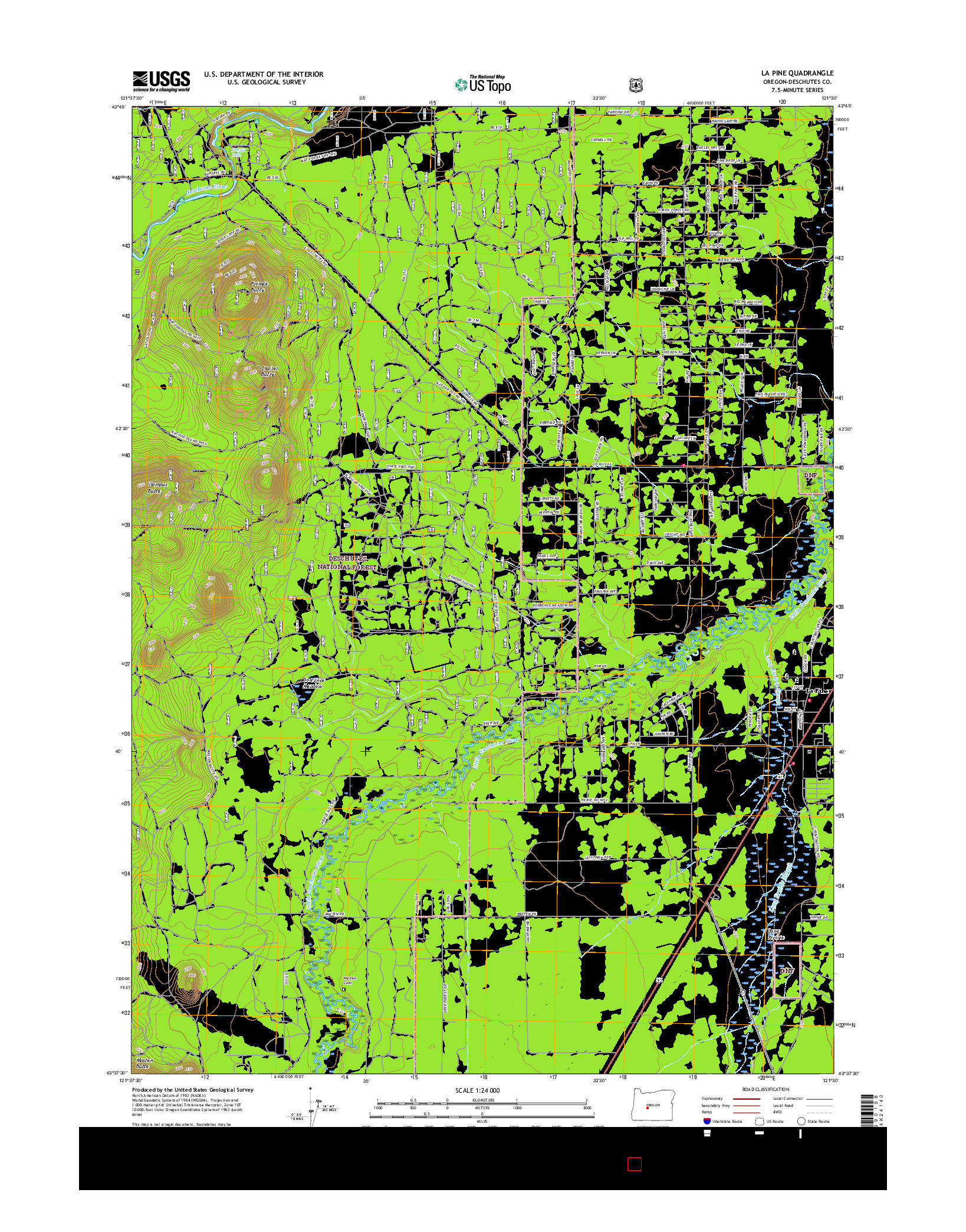 USGS US TOPO 7.5-MINUTE MAP FOR LA PINE, OR 2017