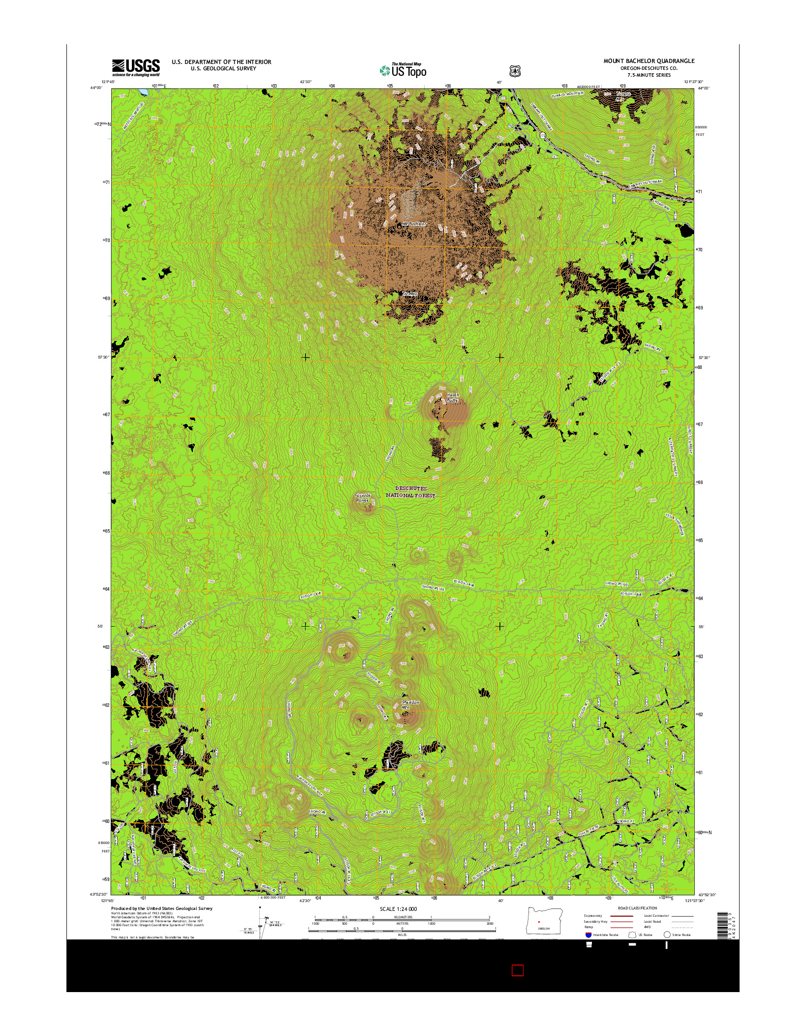 USGS US TOPO 7.5-MINUTE MAP FOR MOUNT BACHELOR, OR 2017