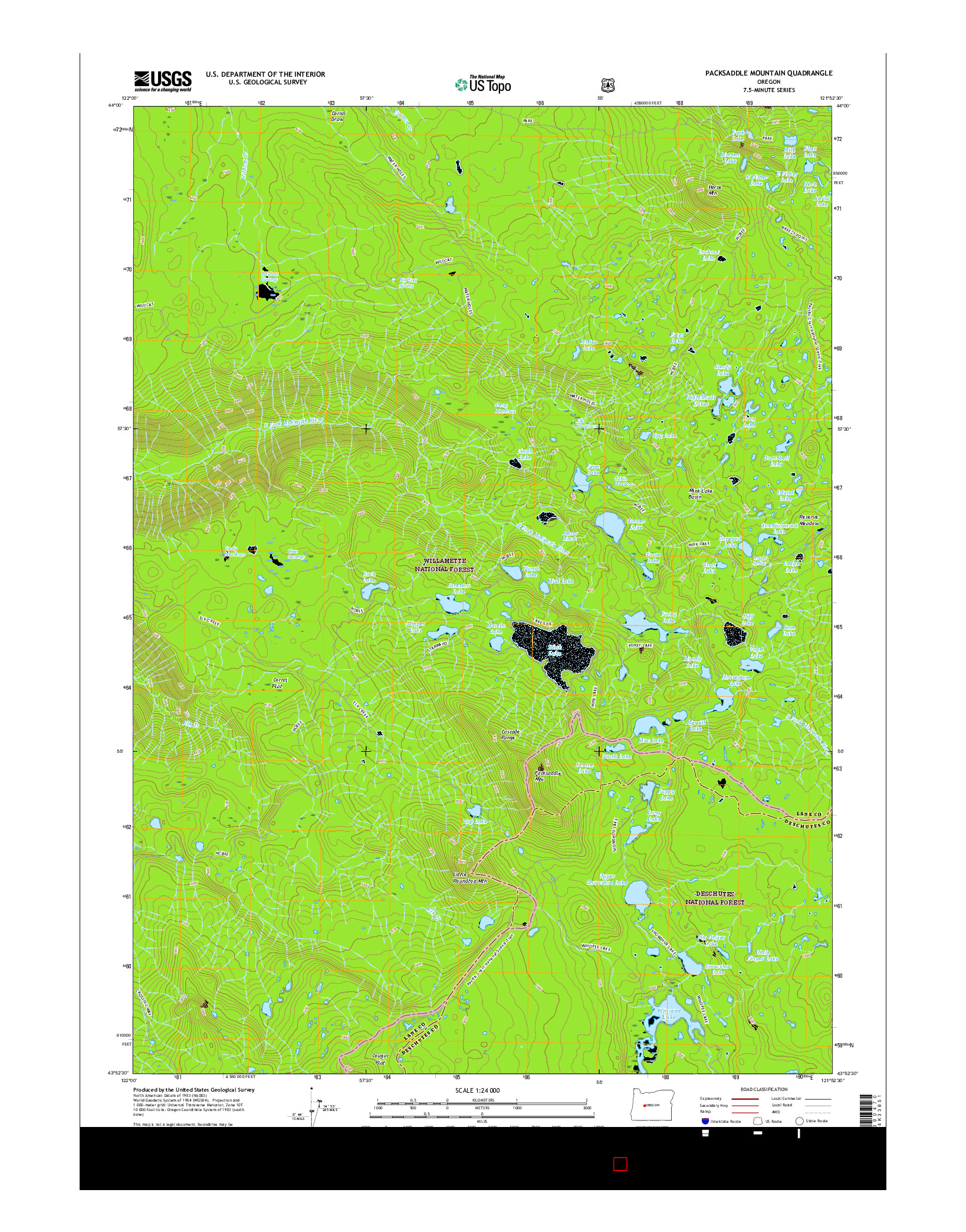 USGS US TOPO 7.5-MINUTE MAP FOR PACKSADDLE MOUNTAIN, OR 2017
