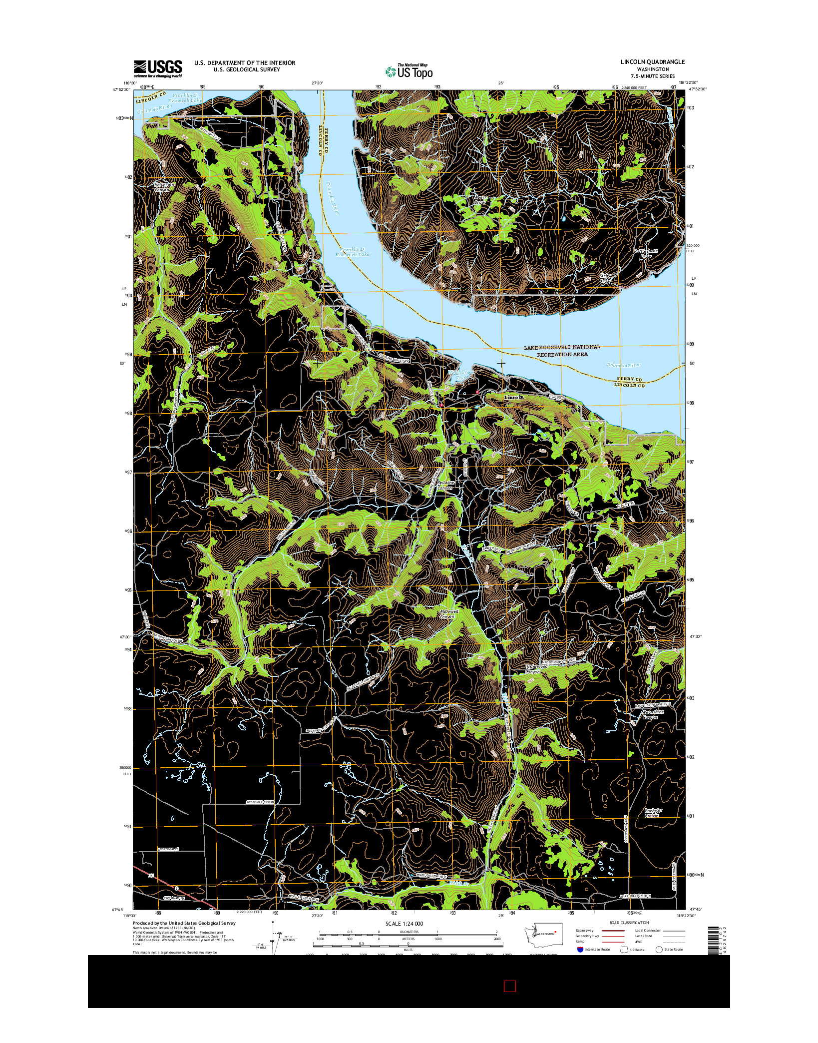 USGS US TOPO 7.5-MINUTE MAP FOR LINCOLN, WA 2017