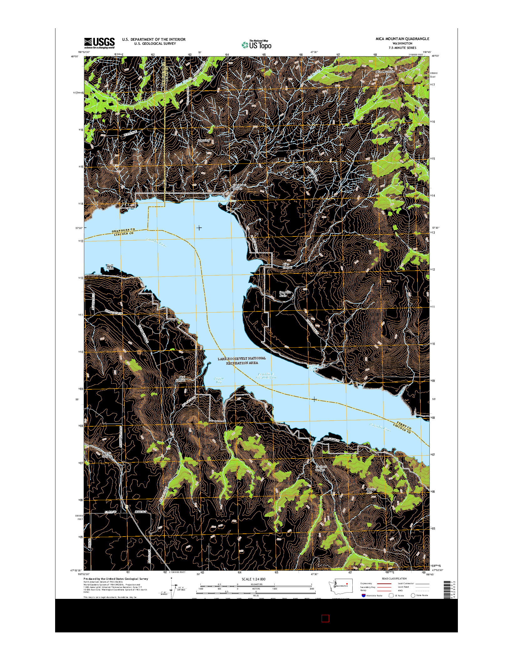 USGS US TOPO 7.5-MINUTE MAP FOR MICA MOUNTAIN, WA 2017