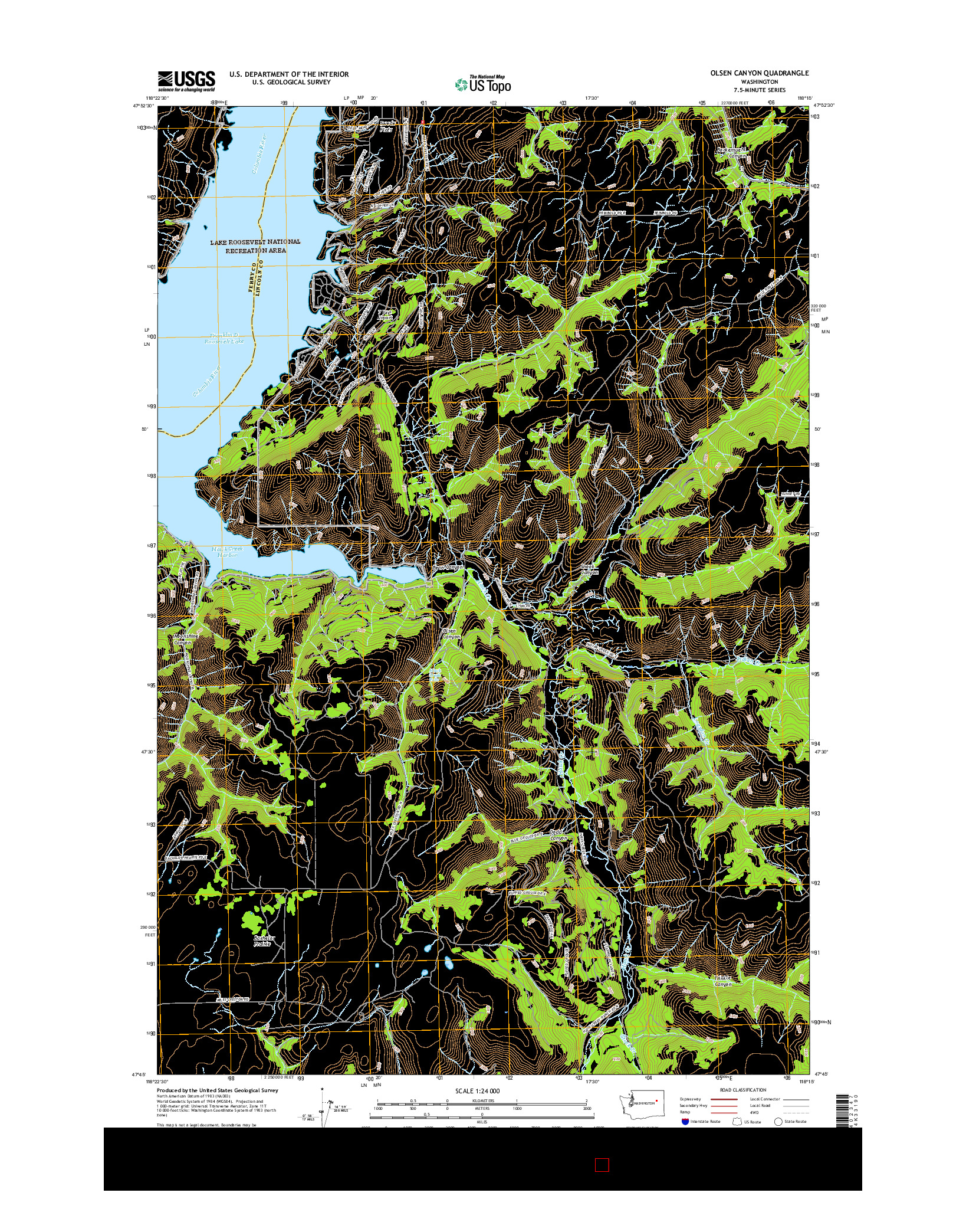 USGS US TOPO 7.5-MINUTE MAP FOR OLSEN CANYON, WA 2017