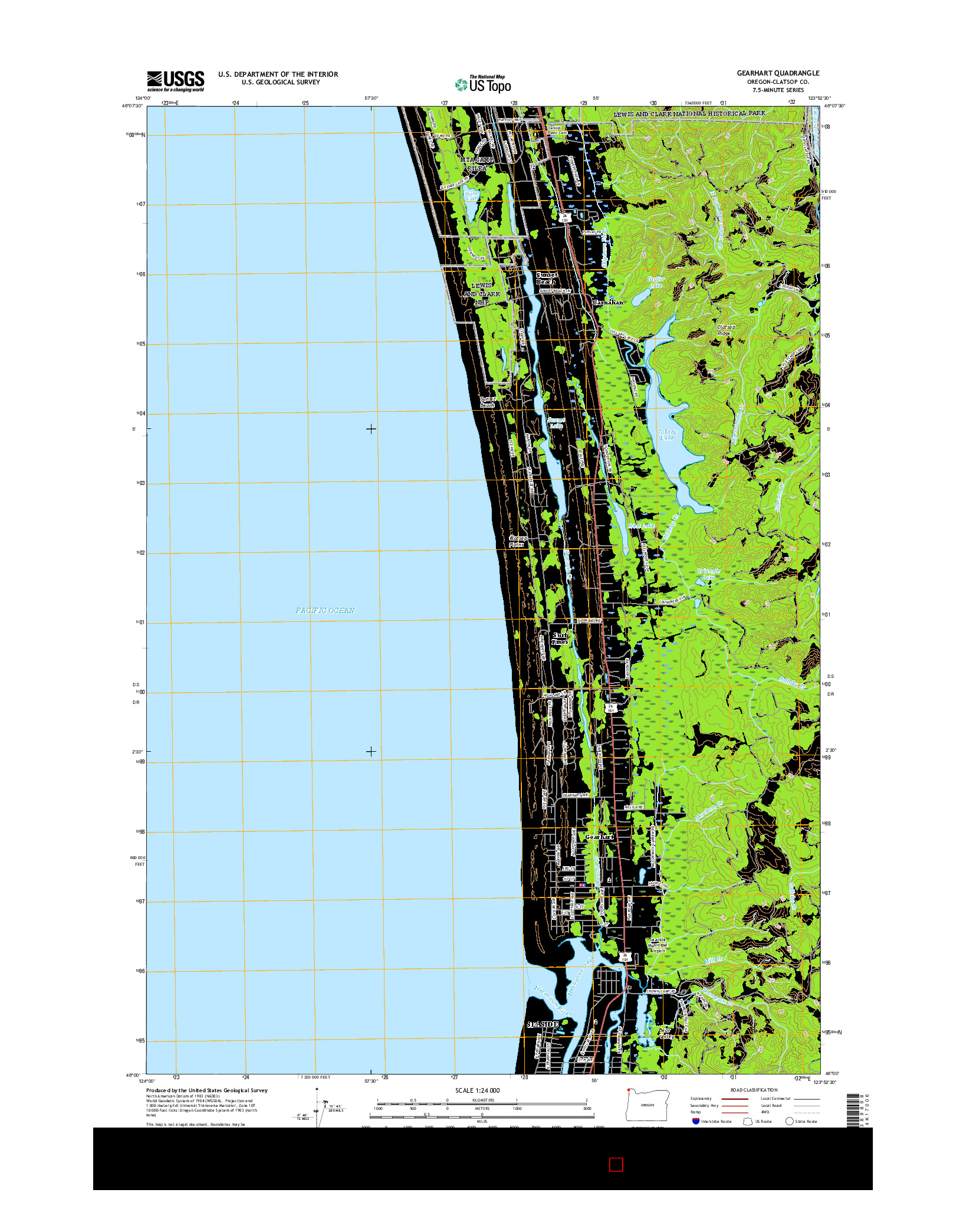 USGS US TOPO 7.5-MINUTE MAP FOR GEARHART, OR 2017