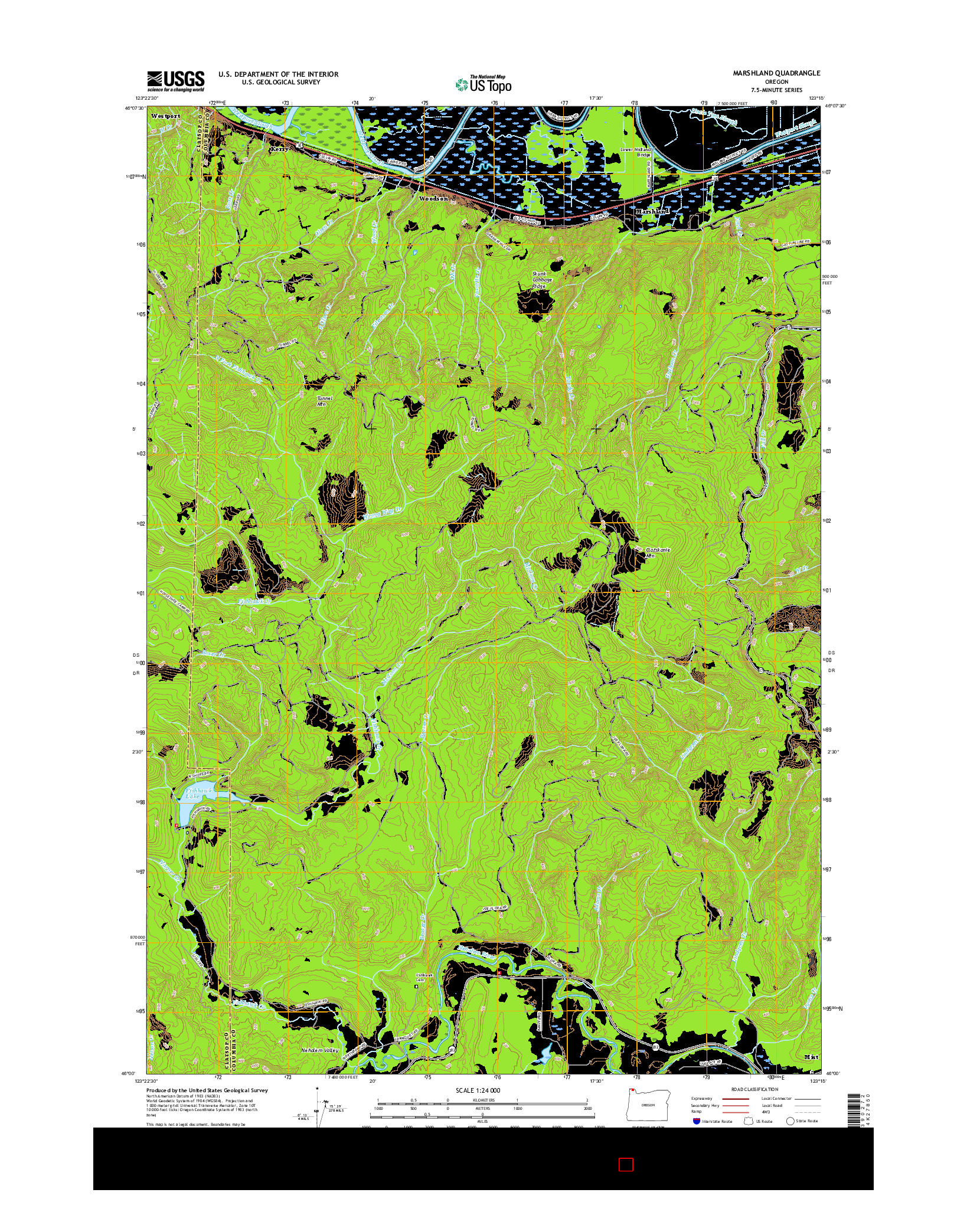 USGS US TOPO 7.5-MINUTE MAP FOR MARSHLAND, OR 2017