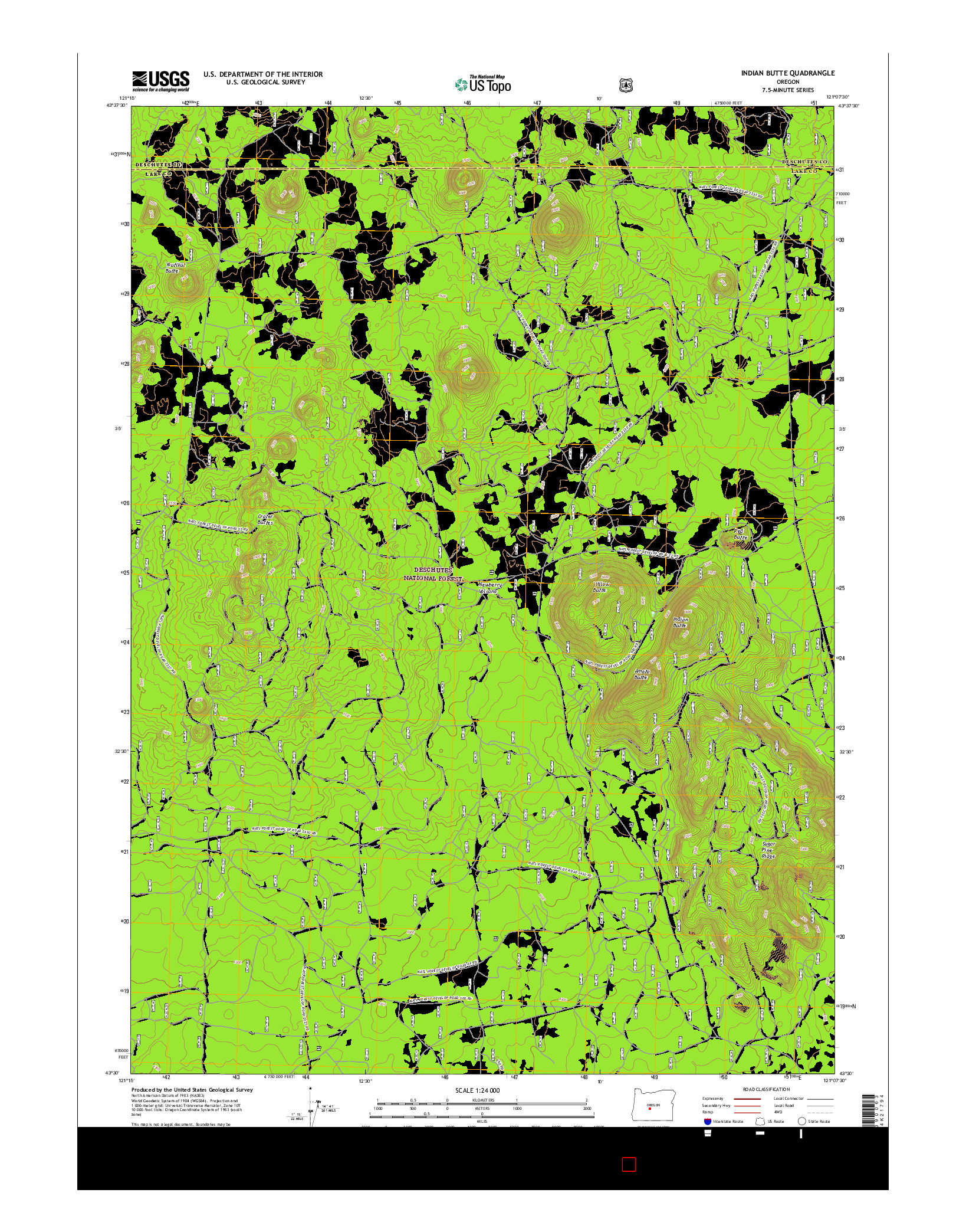 USGS US TOPO 7.5-MINUTE MAP FOR INDIAN BUTTE, OR 2017