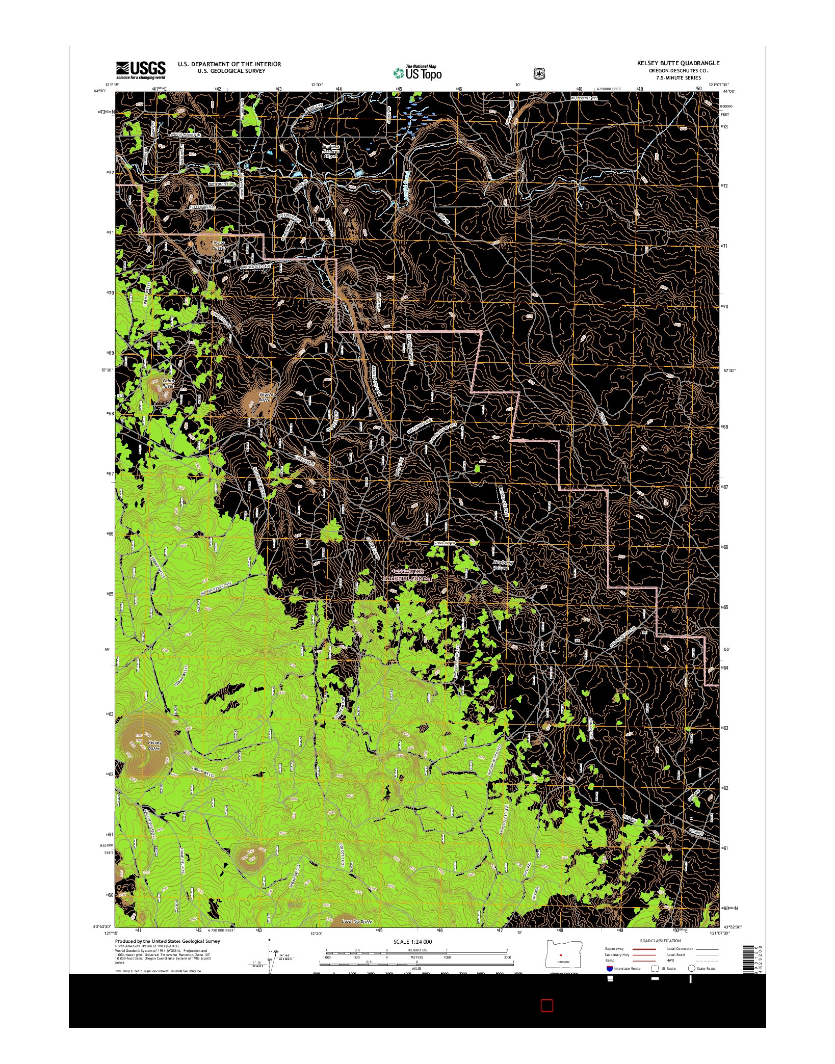 USGS US TOPO 7.5-MINUTE MAP FOR KELSEY BUTTE, OR 2017