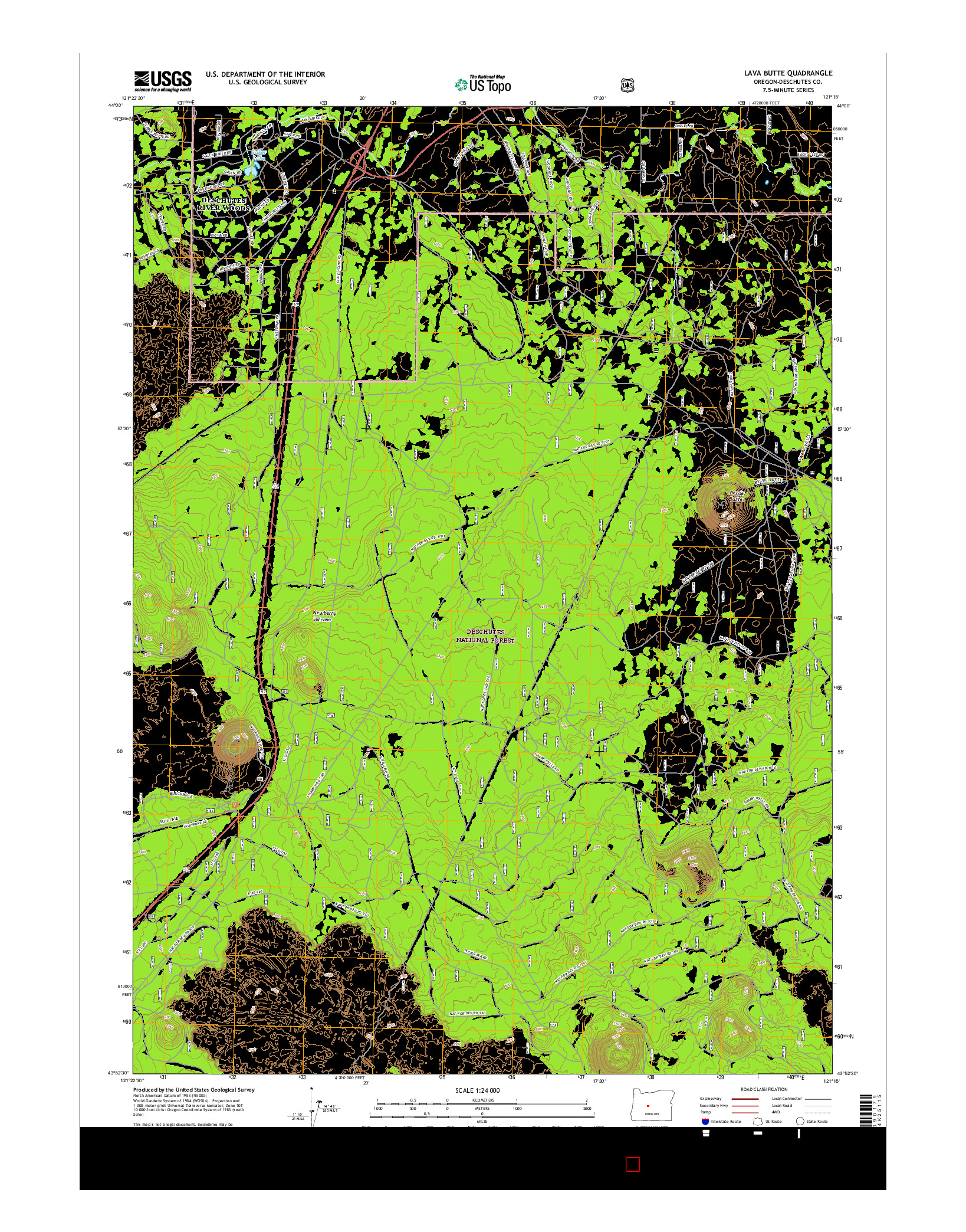 USGS US TOPO 7.5-MINUTE MAP FOR LAVA BUTTE, OR 2017