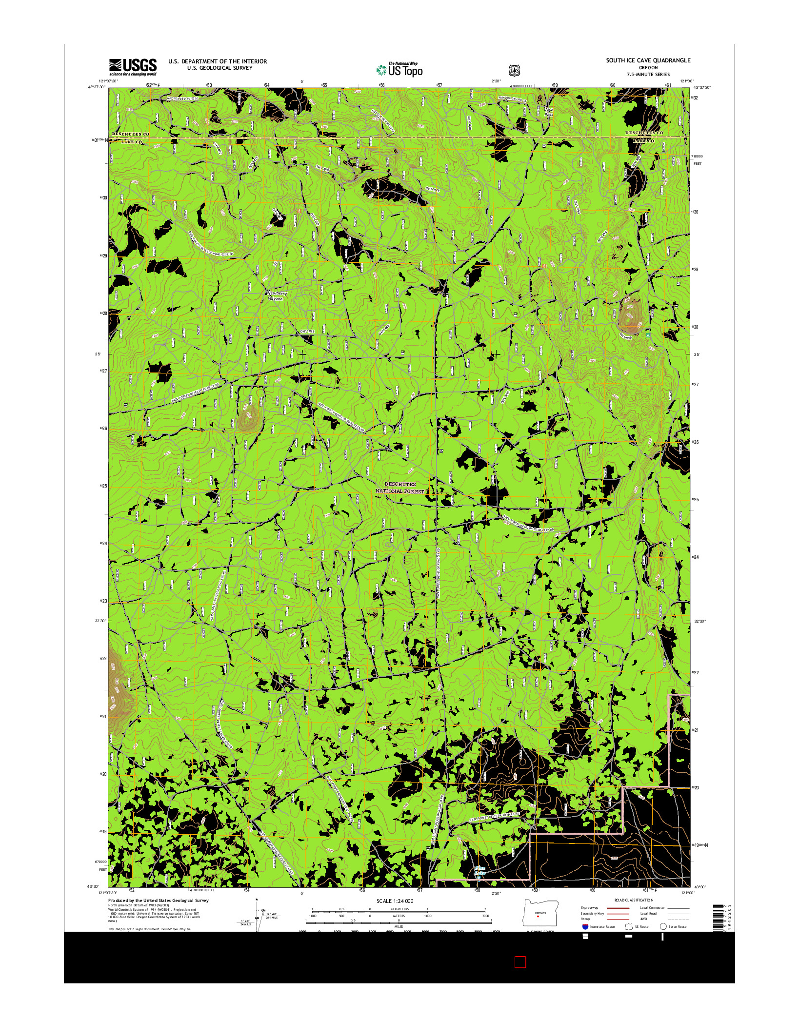 USGS US TOPO 7.5-MINUTE MAP FOR SOUTH ICE CAVE, OR 2017