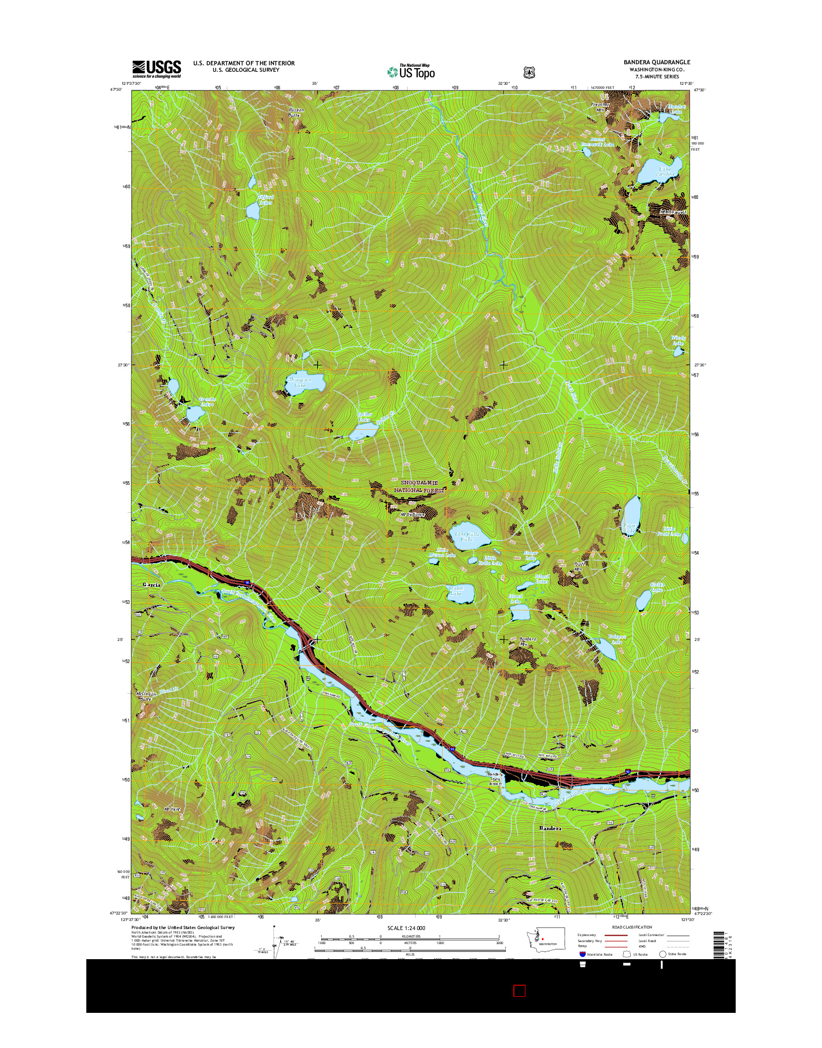 USGS US TOPO 7.5-MINUTE MAP FOR BANDERA, WA 2017