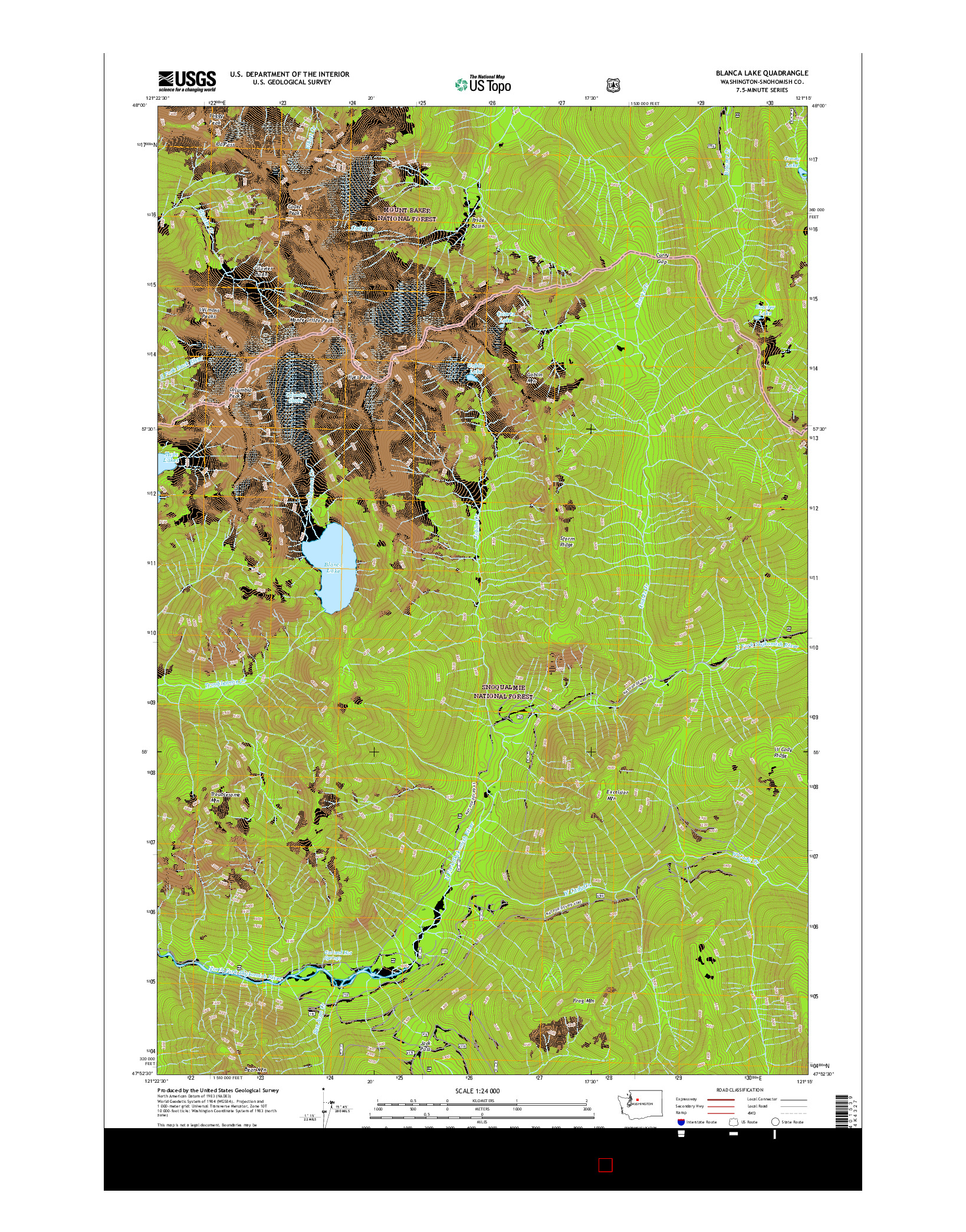 USGS US TOPO 7.5-MINUTE MAP FOR BLANCA LAKE, WA 2017