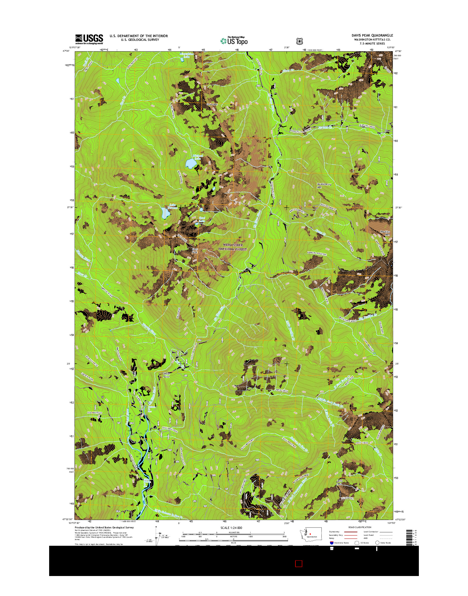 USGS US TOPO 7.5-MINUTE MAP FOR DAVIS PEAK, WA 2017