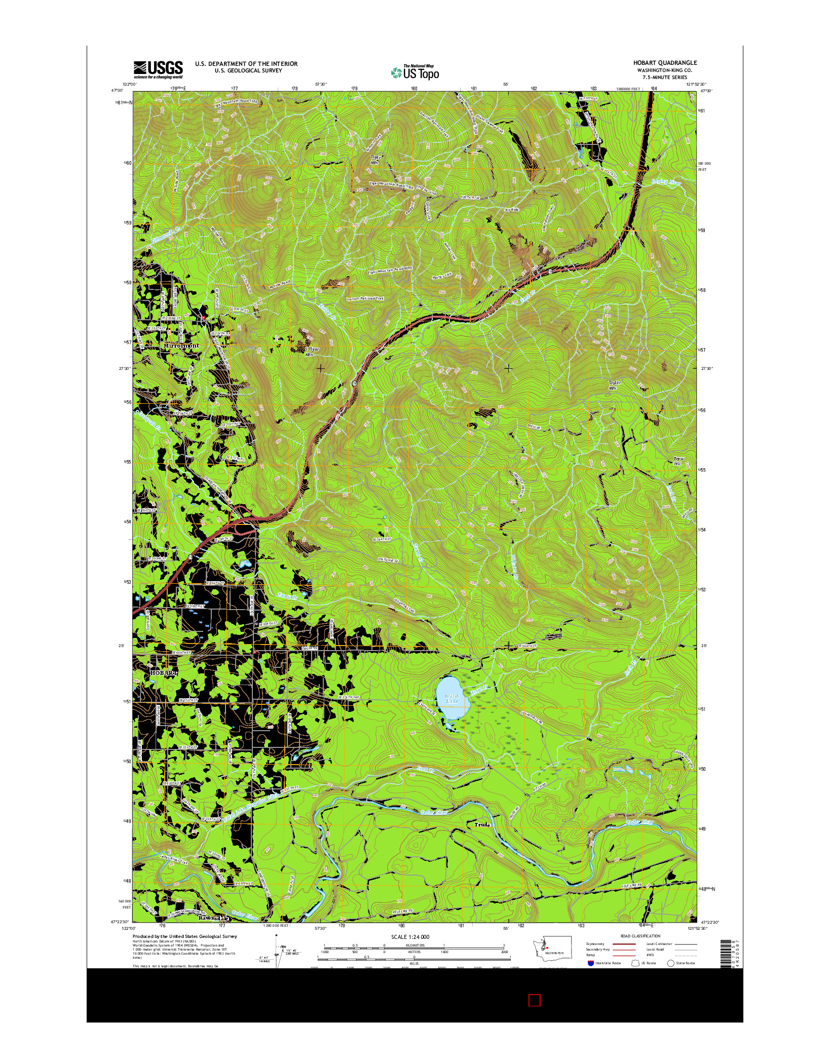 USGS US TOPO 7.5-MINUTE MAP FOR HOBART, WA 2017