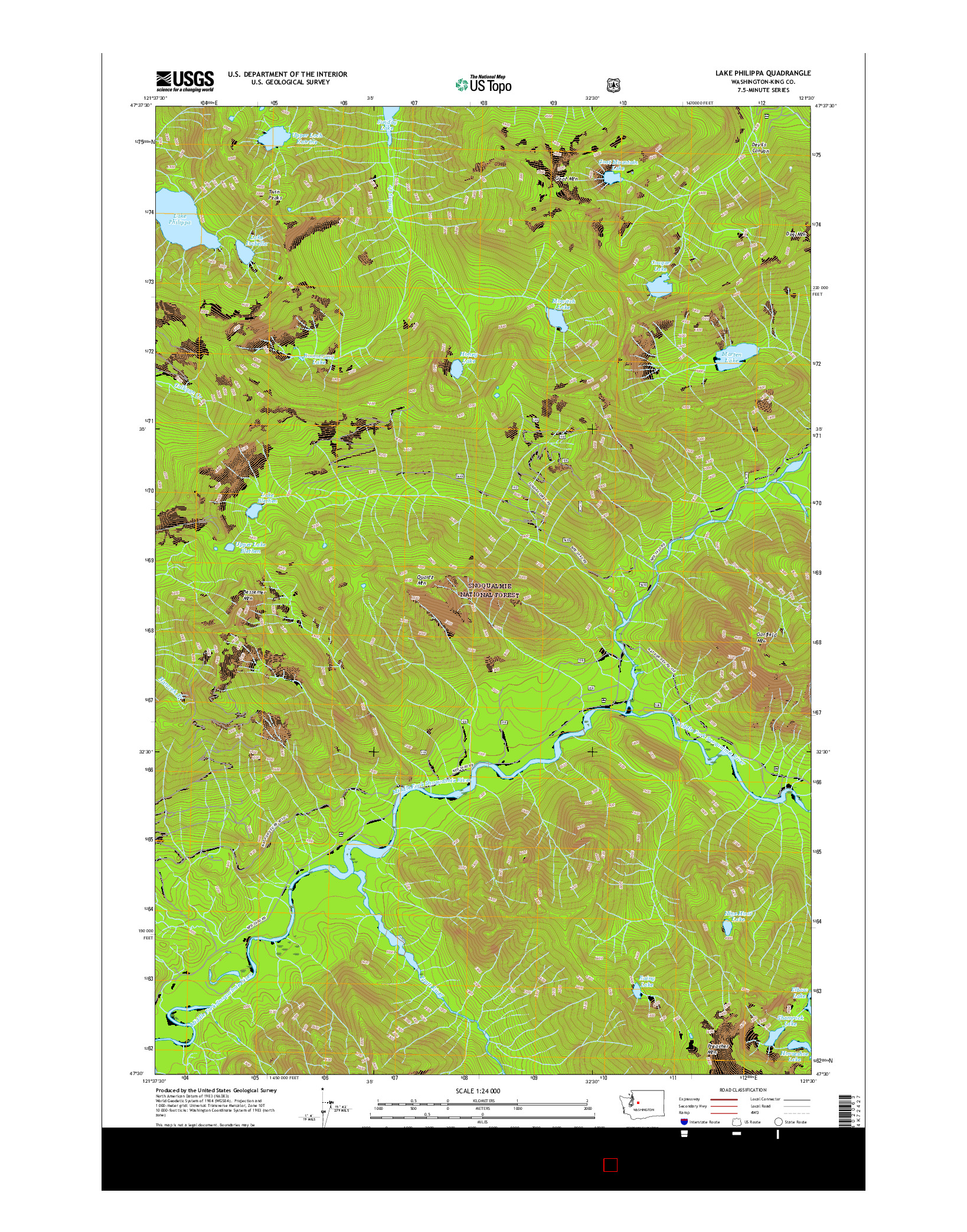 USGS US TOPO 7.5-MINUTE MAP FOR LAKE PHILIPPA, WA 2017