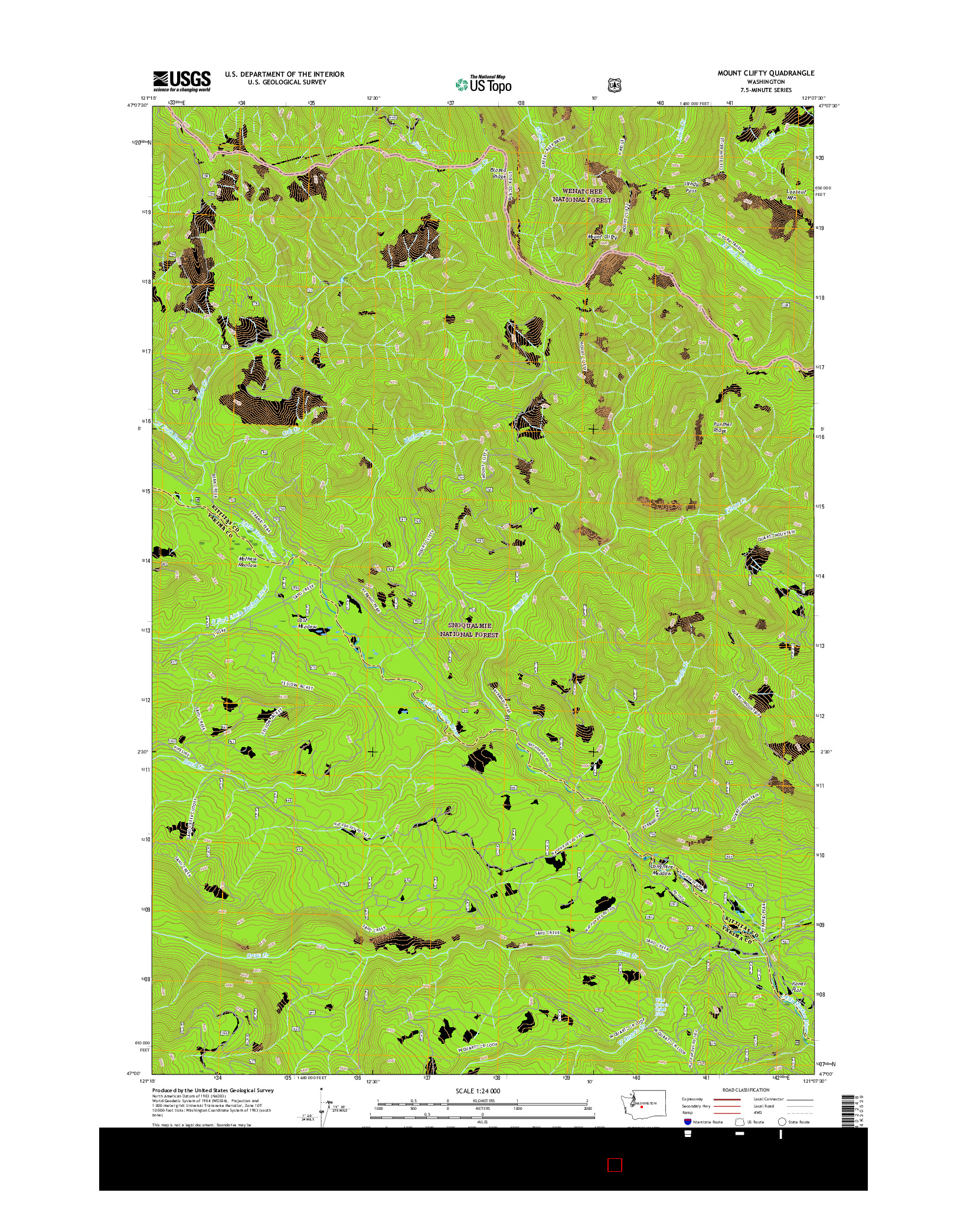 USGS US TOPO 7.5-MINUTE MAP FOR MOUNT CLIFTY, WA 2017