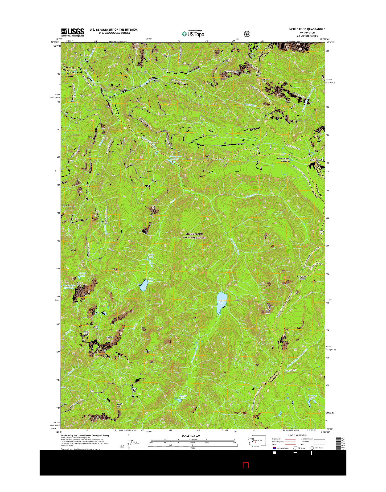 USGS US TOPO 7.5-MINUTE MAP FOR NOBLE KNOB, WA 2017