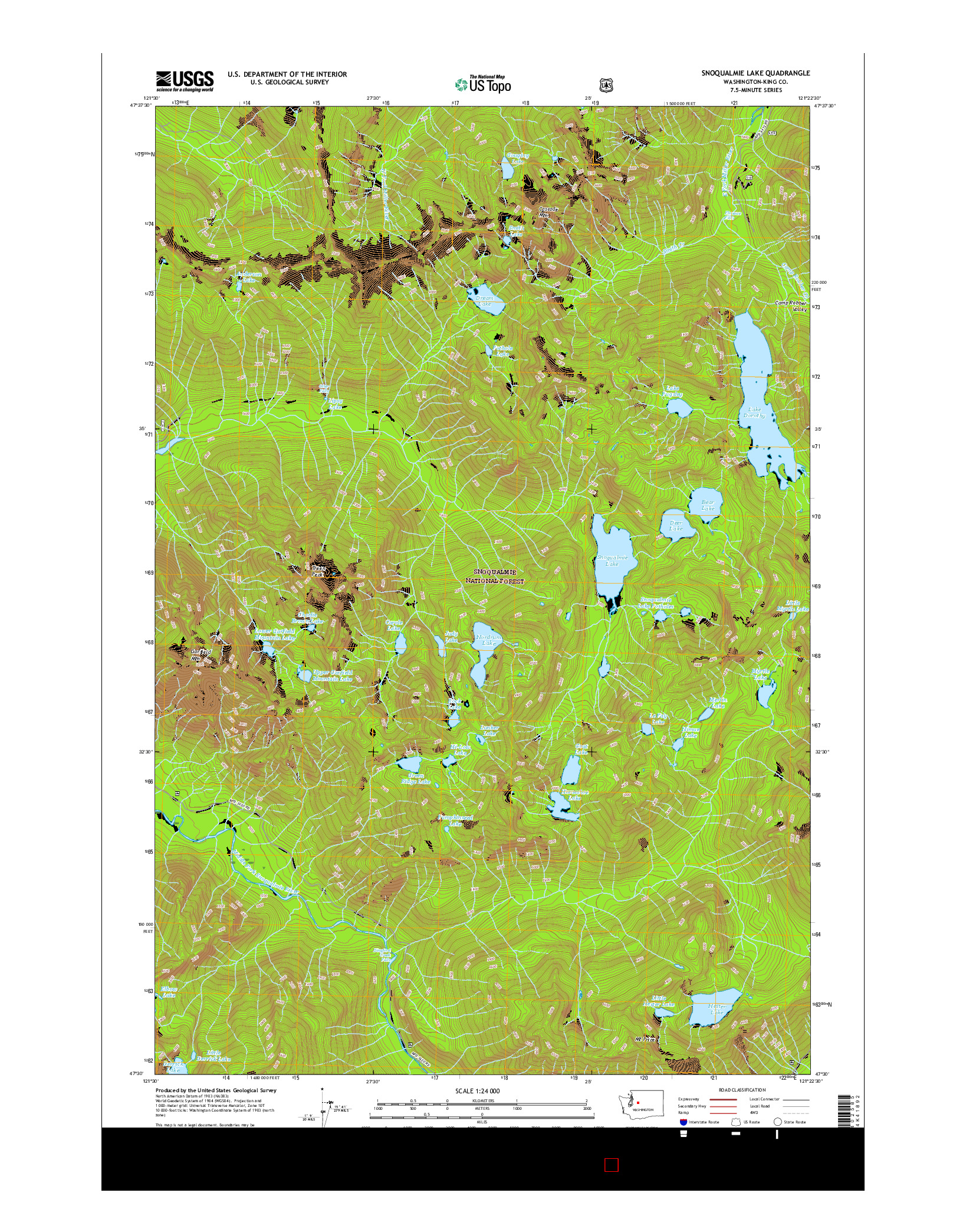 USGS US TOPO 7.5-MINUTE MAP FOR SNOQUALMIE LAKE, WA 2017