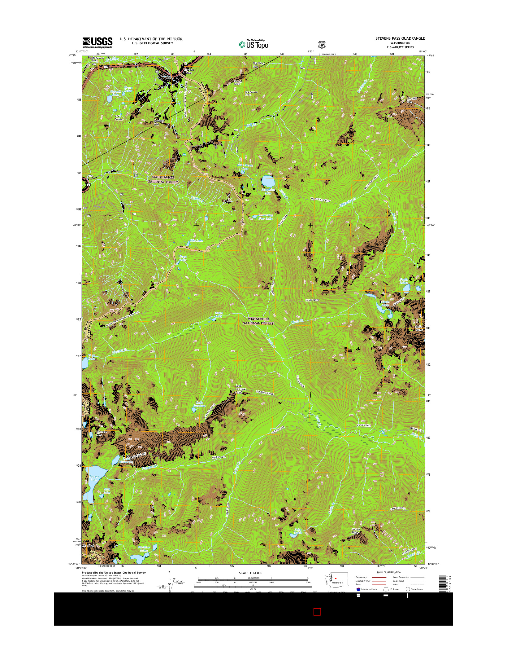 USGS US TOPO 7.5-MINUTE MAP FOR STEVENS PASS, WA 2017