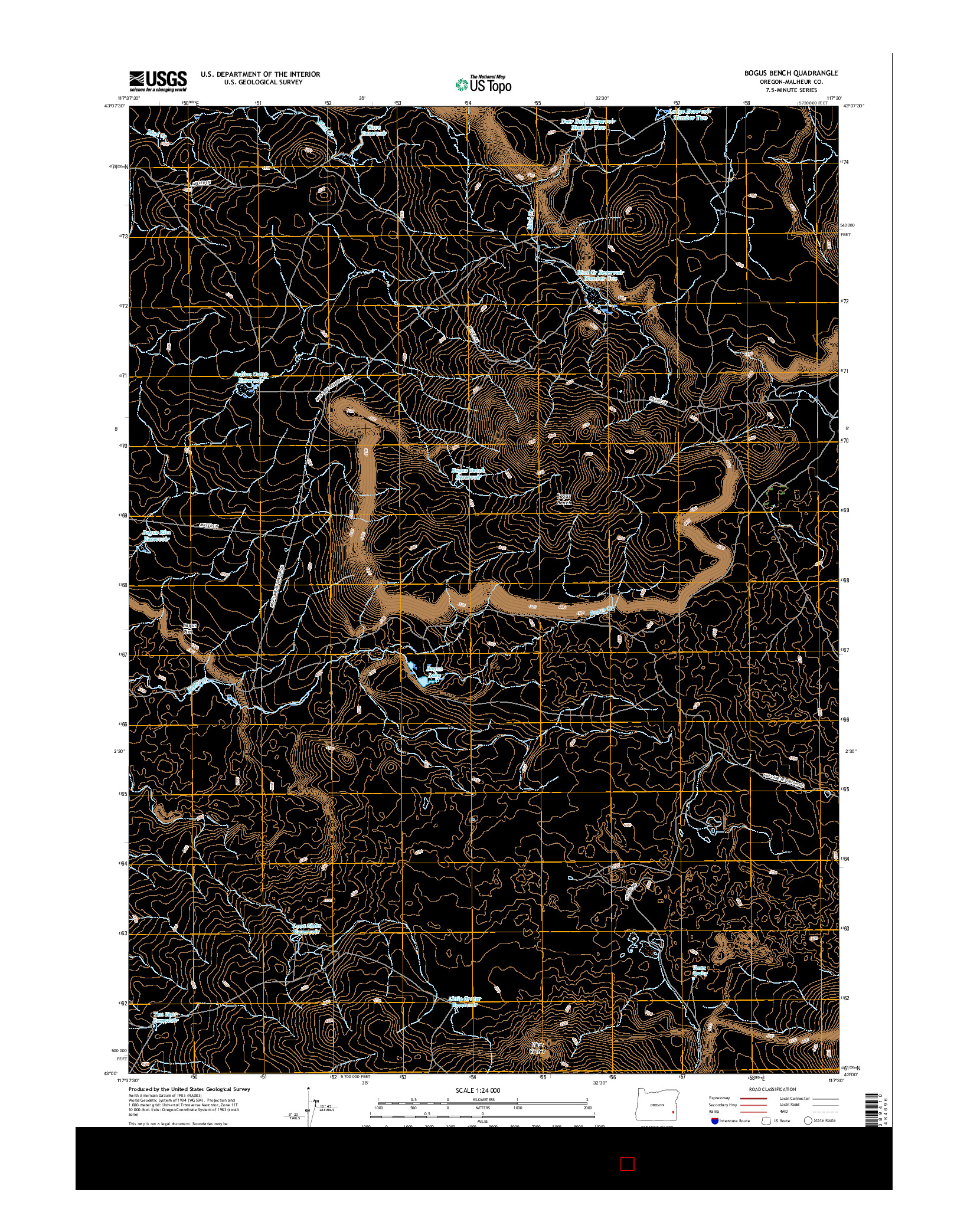 USGS US TOPO 7.5-MINUTE MAP FOR BOGUS BENCH, OR 2017