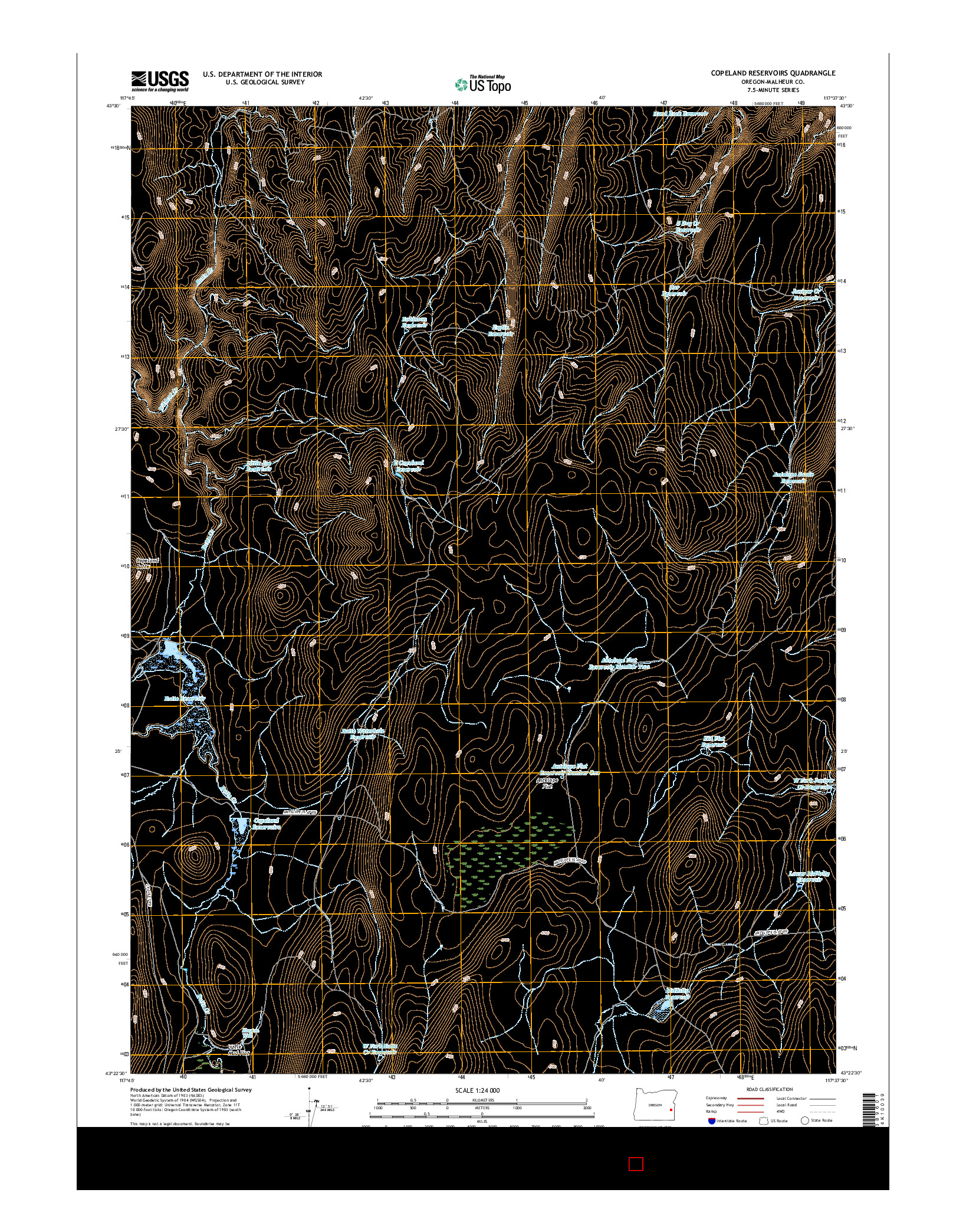 USGS US TOPO 7.5-MINUTE MAP FOR COPELAND RESERVOIRS, OR 2017