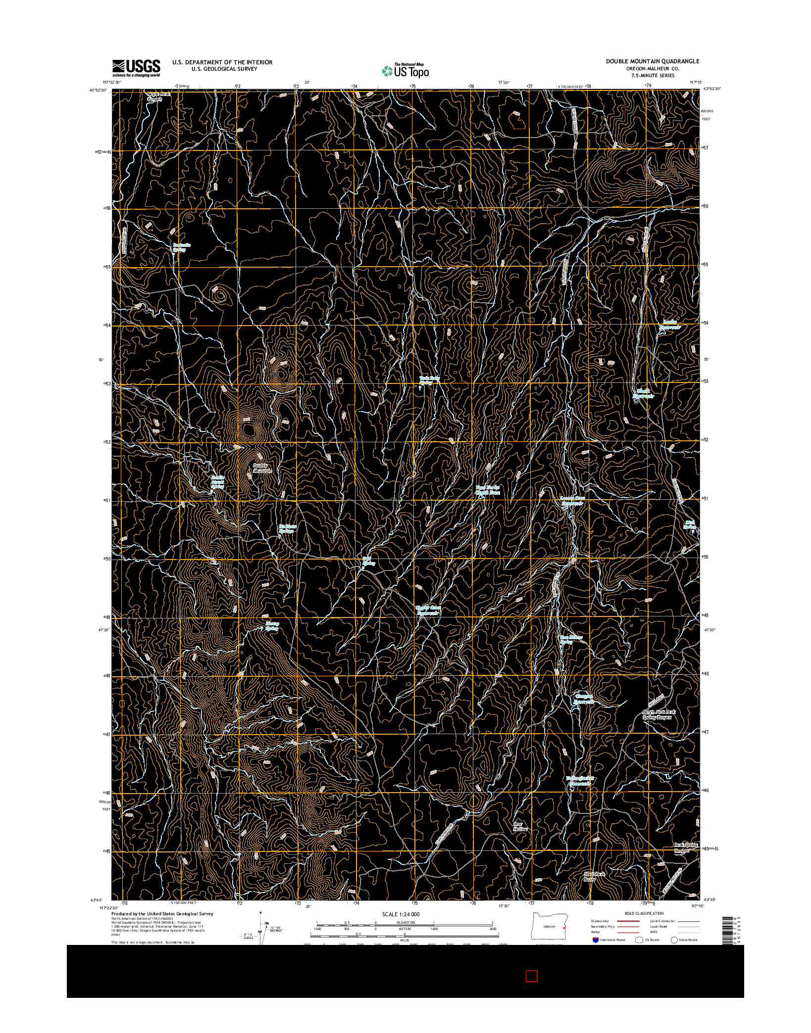 USGS US TOPO 7.5-MINUTE MAP FOR DOUBLE MOUNTAIN, OR 2017