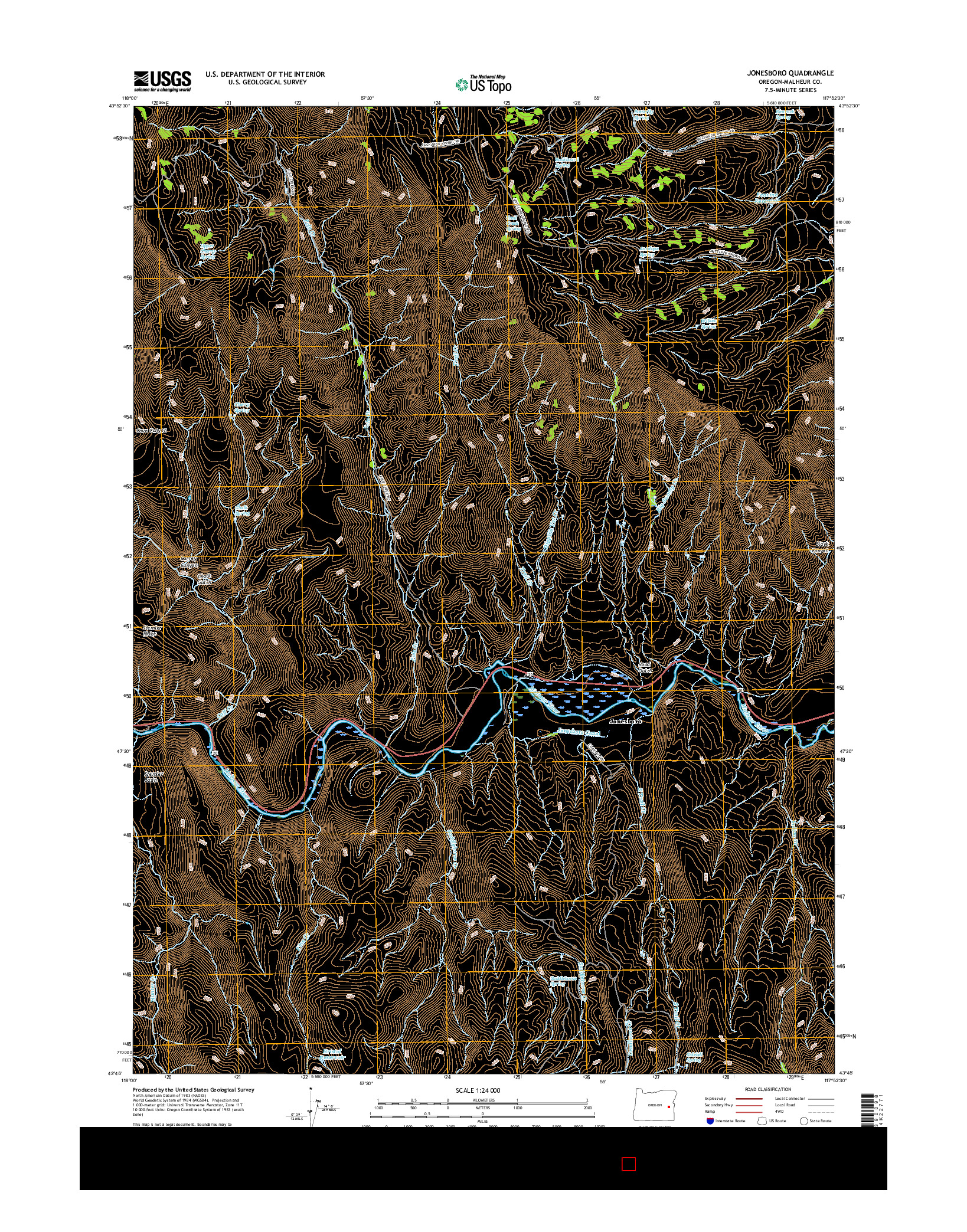 USGS US TOPO 7.5-MINUTE MAP FOR JONESBORO, OR 2017