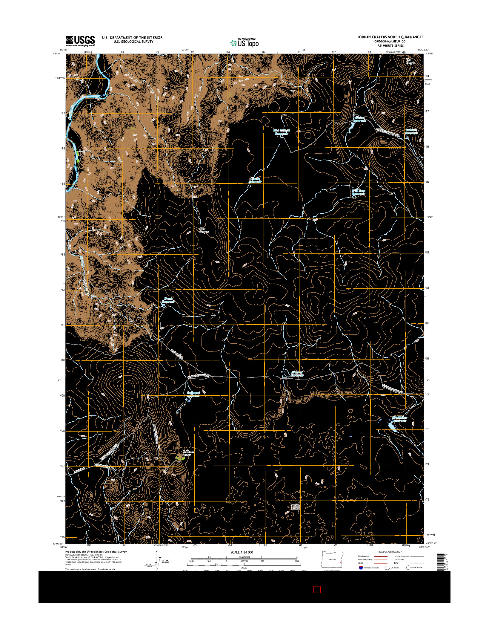 USGS US TOPO 7.5-MINUTE MAP FOR JORDAN CRATERS NORTH, OR 2017