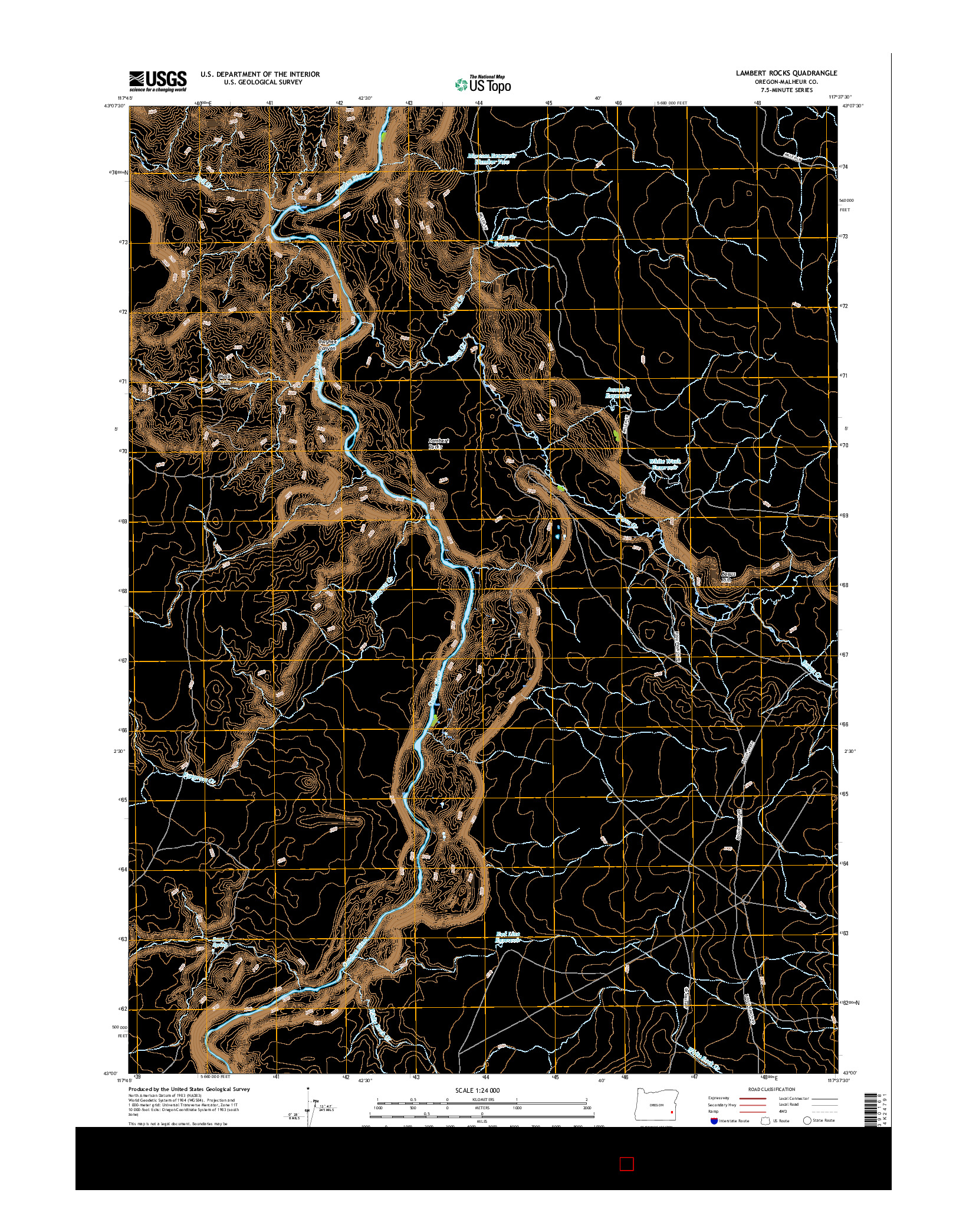 USGS US TOPO 7.5-MINUTE MAP FOR LAMBERT ROCKS, OR 2017