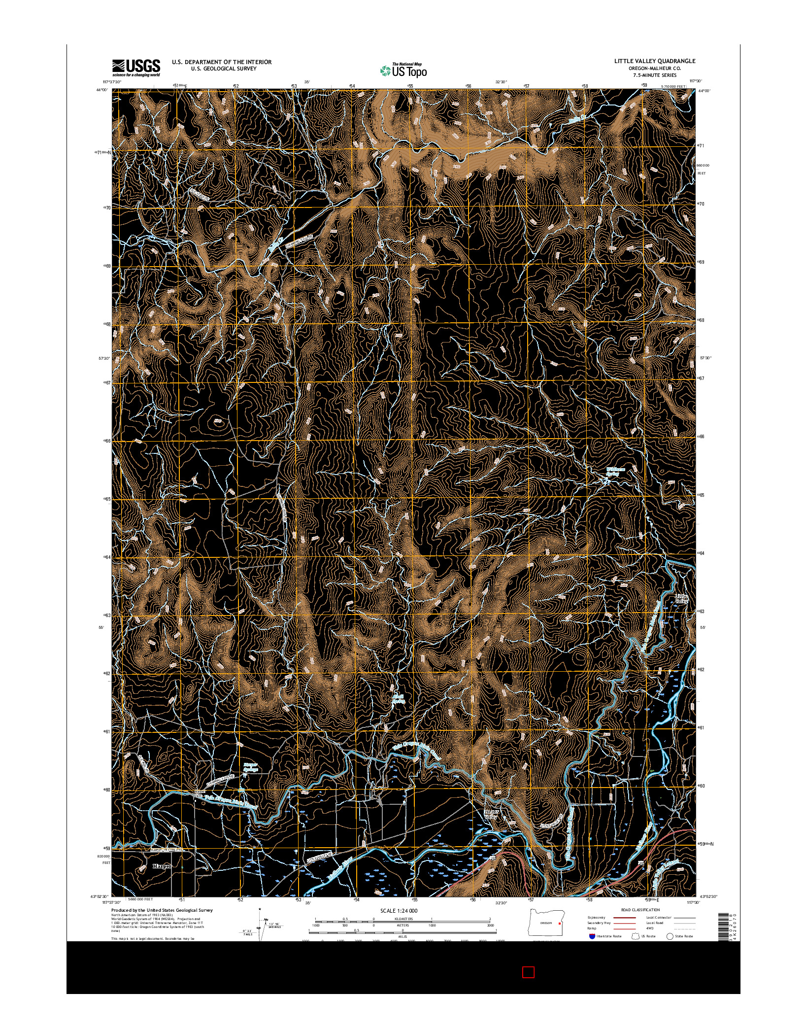USGS US TOPO 7.5-MINUTE MAP FOR LITTLE VALLEY, OR 2017