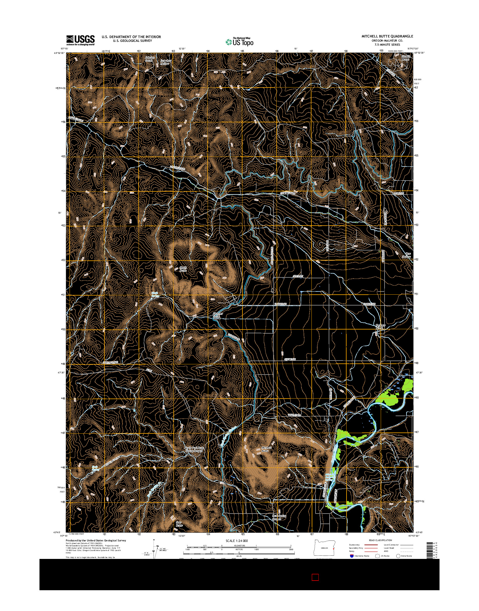 USGS US TOPO 7.5-MINUTE MAP FOR MITCHELL BUTTE, OR 2017