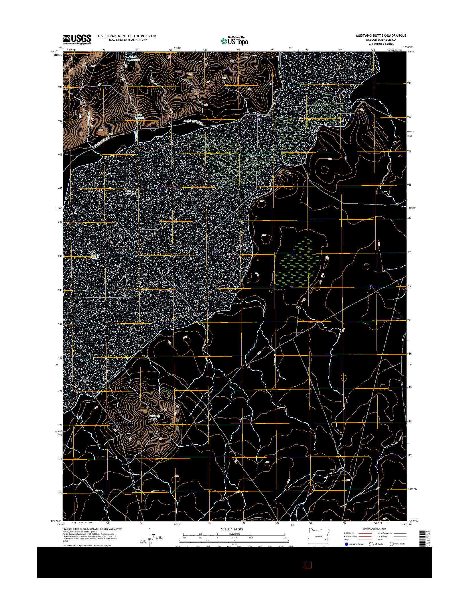 USGS US TOPO 7.5-MINUTE MAP FOR MUSTANG BUTTE, OR 2017