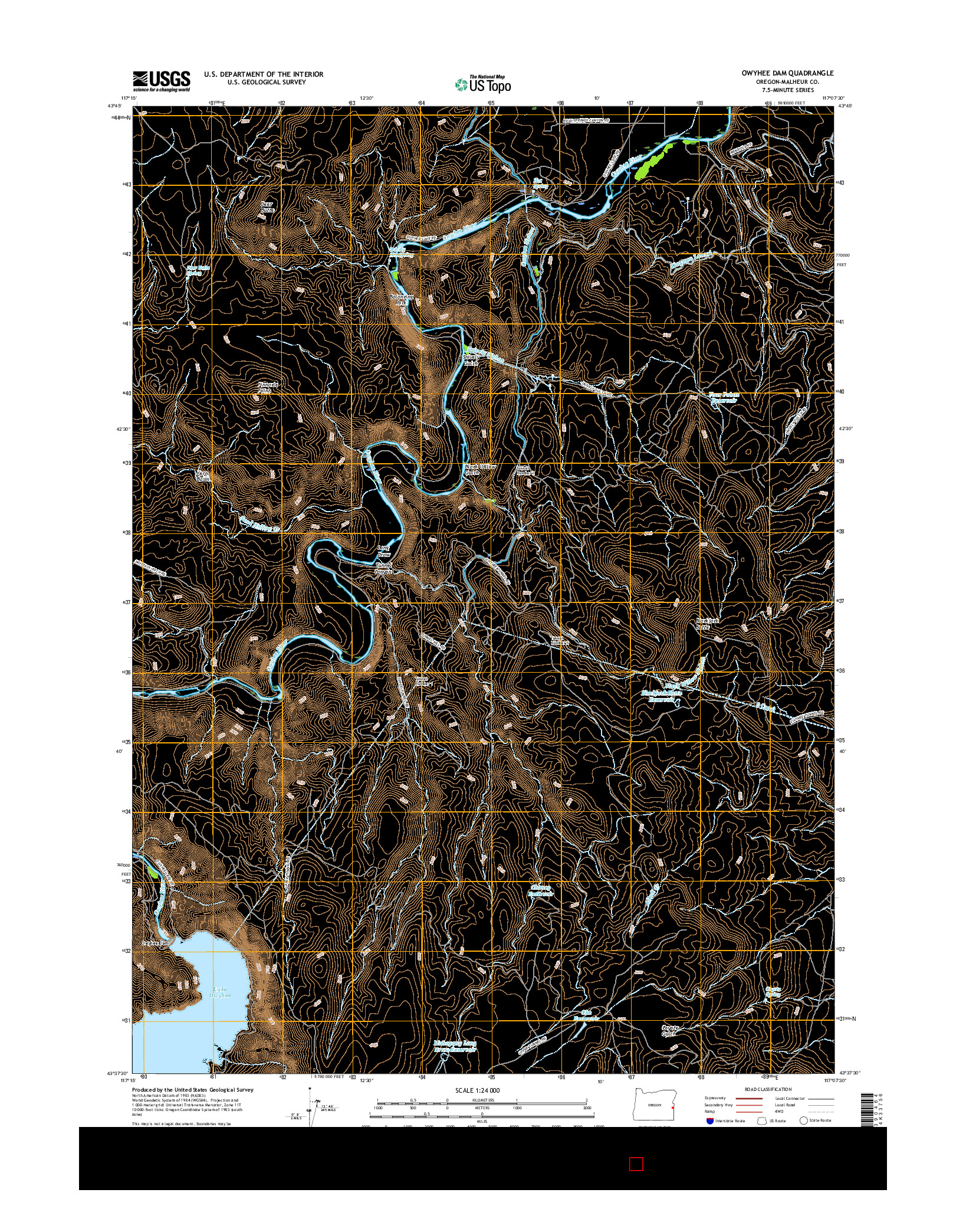 USGS US TOPO 7.5-MINUTE MAP FOR OWYHEE DAM, OR 2017