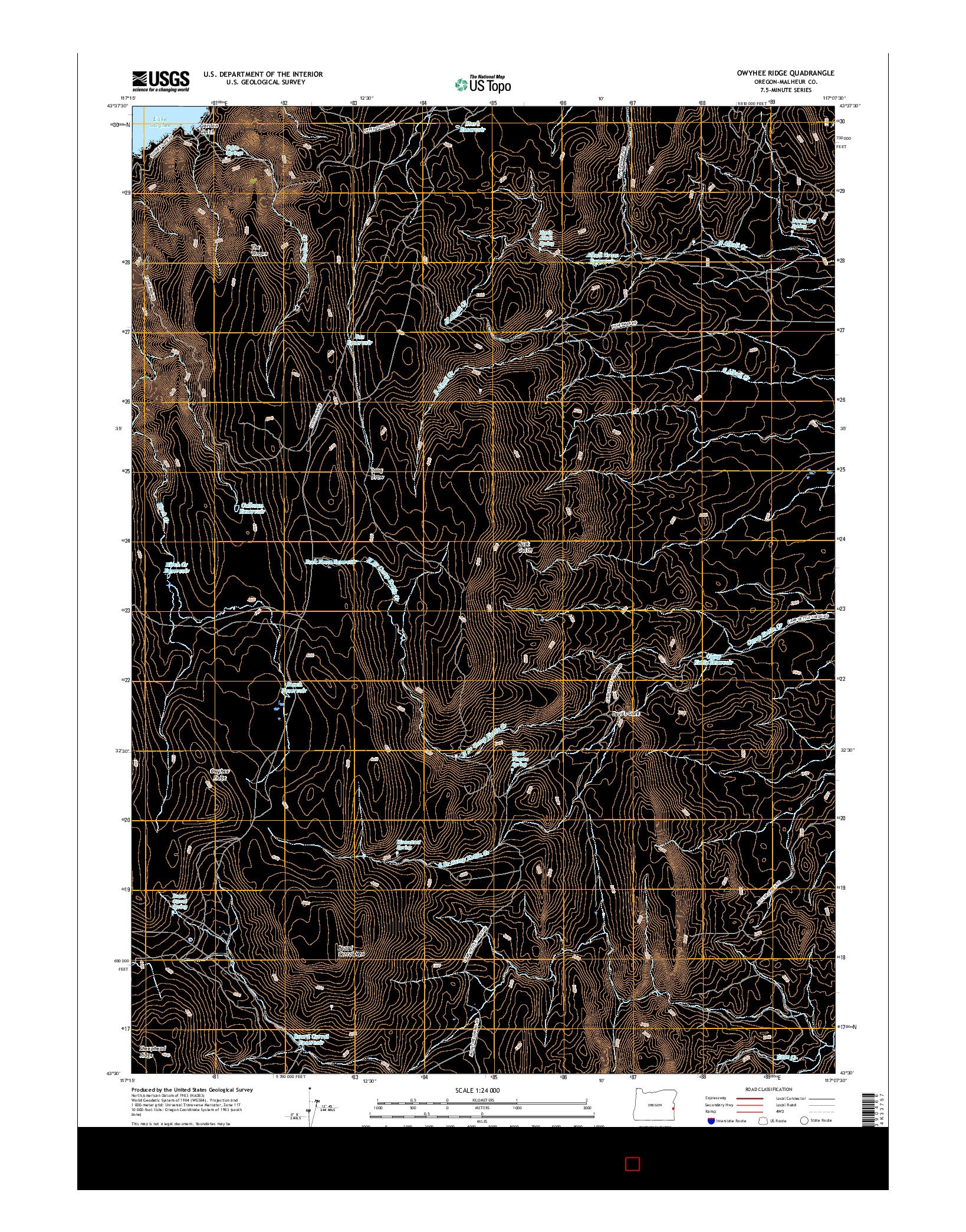 USGS US TOPO 7.5-MINUTE MAP FOR OWYHEE RIDGE, OR 2017