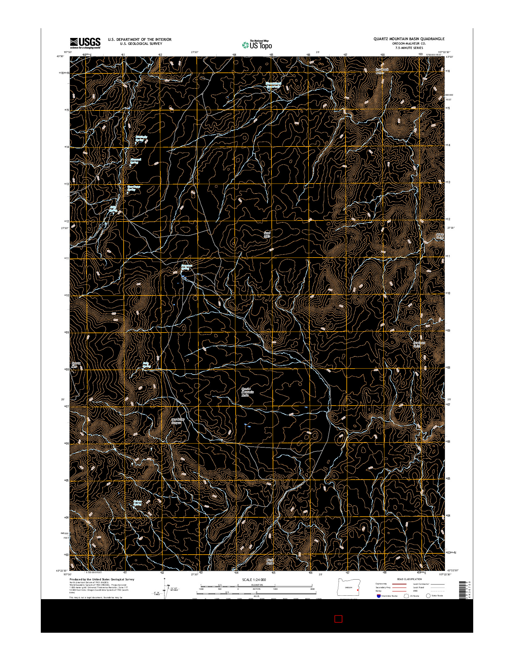 USGS US TOPO 7.5-MINUTE MAP FOR QUARTZ MOUNTAIN BASIN, OR 2017
