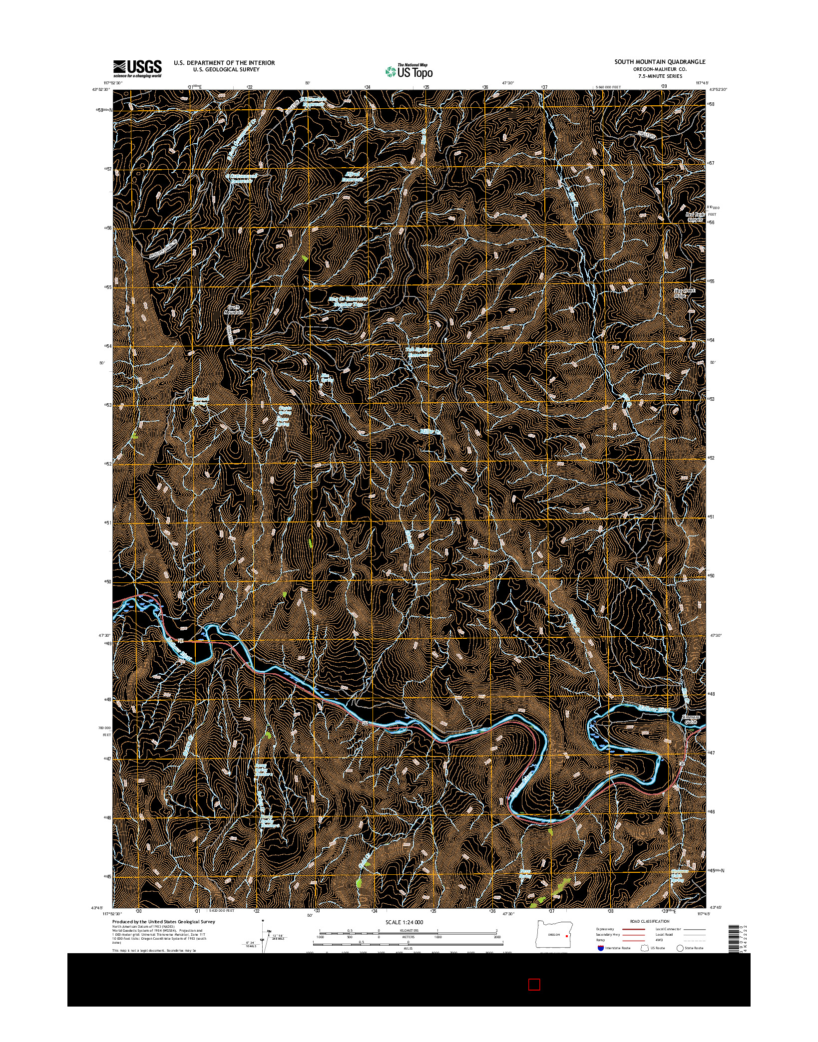 USGS US TOPO 7.5-MINUTE MAP FOR SOUTH MOUNTAIN, OR 2017