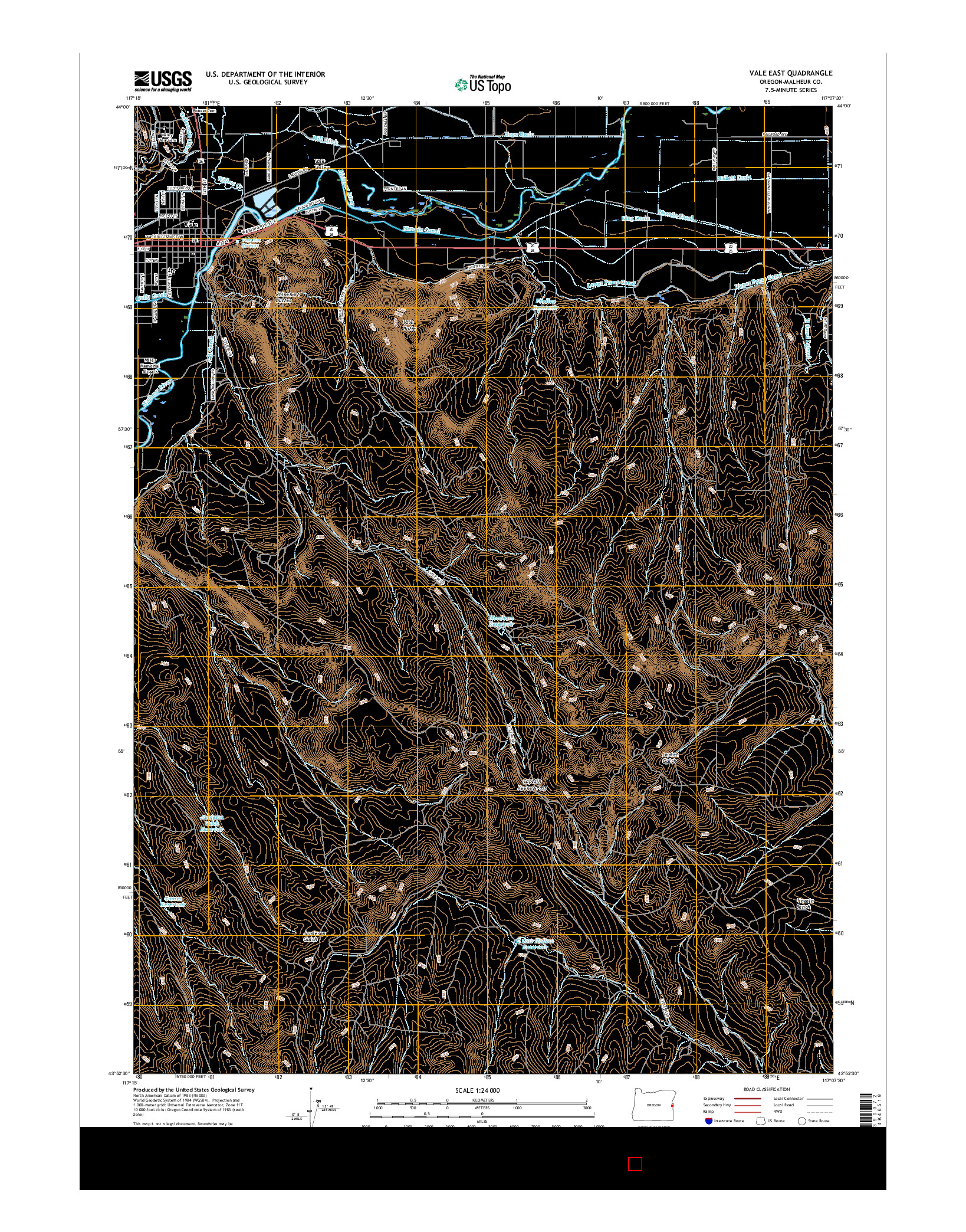 USGS US TOPO 7.5-MINUTE MAP FOR VALE EAST, OR 2017