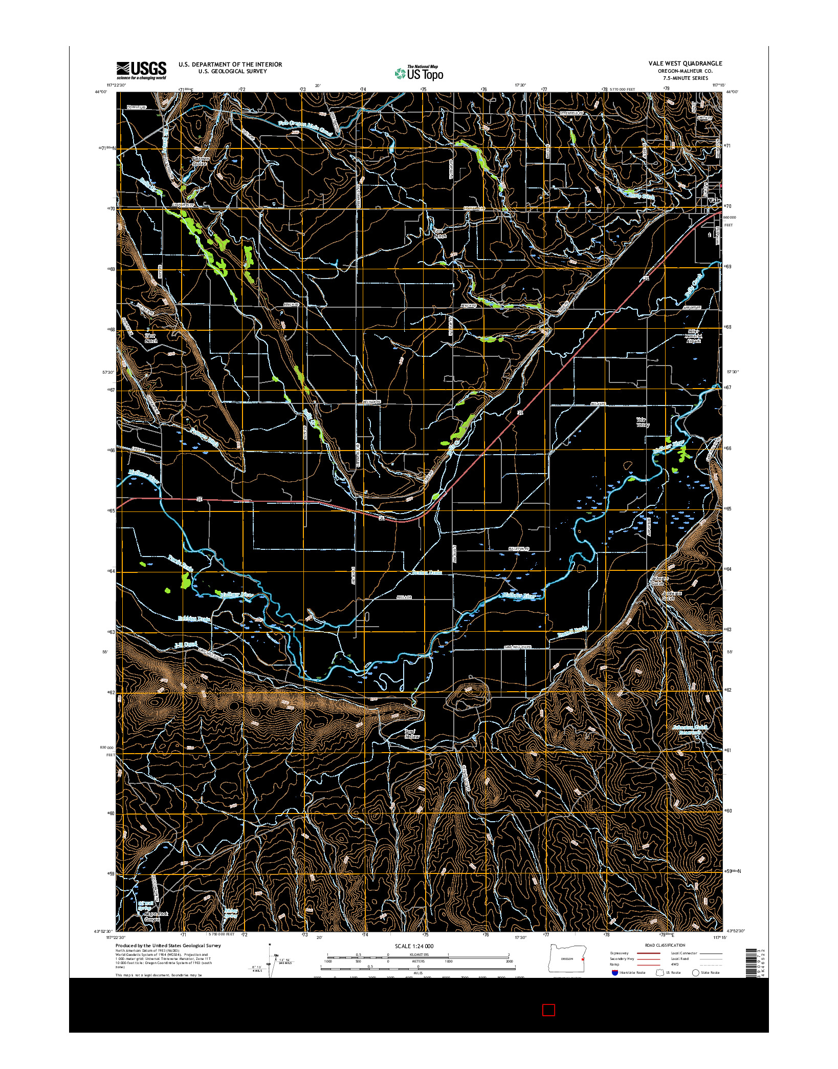 USGS US TOPO 7.5-MINUTE MAP FOR VALE WEST, OR 2017