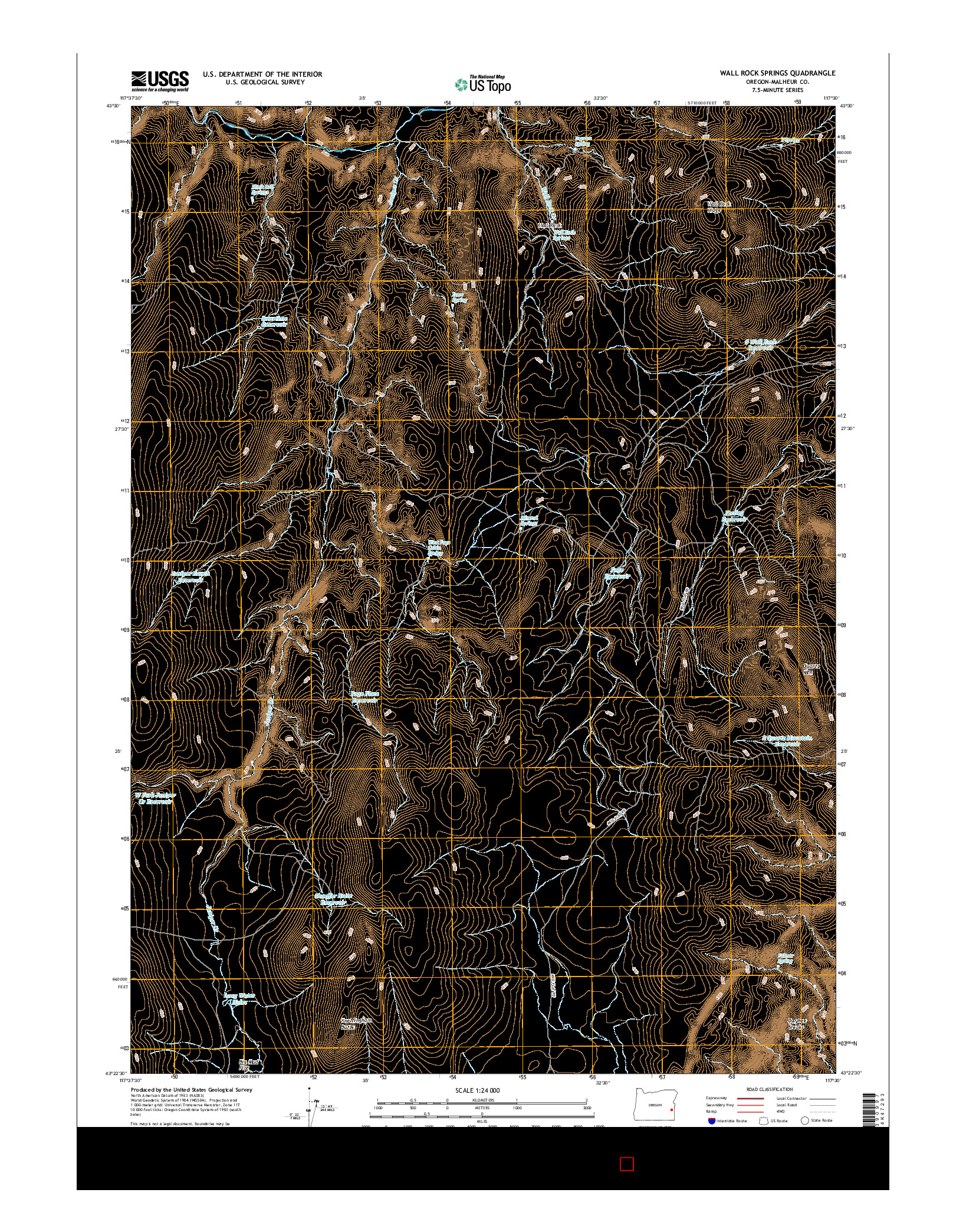 USGS US TOPO 7.5-MINUTE MAP FOR WALL ROCK SPRINGS, OR 2017