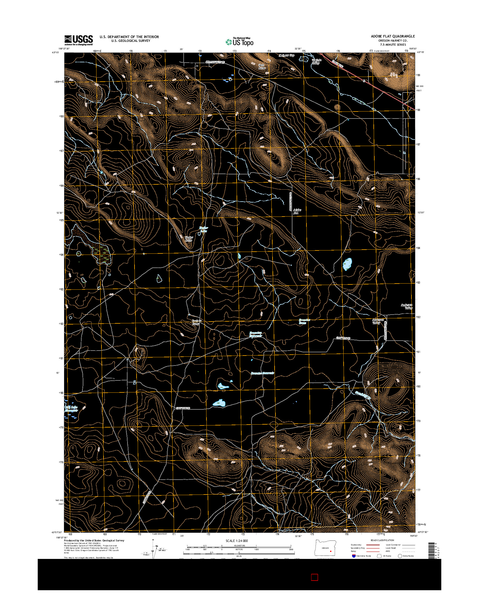 USGS US TOPO 7.5-MINUTE MAP FOR ADOBE FLAT, OR 2017