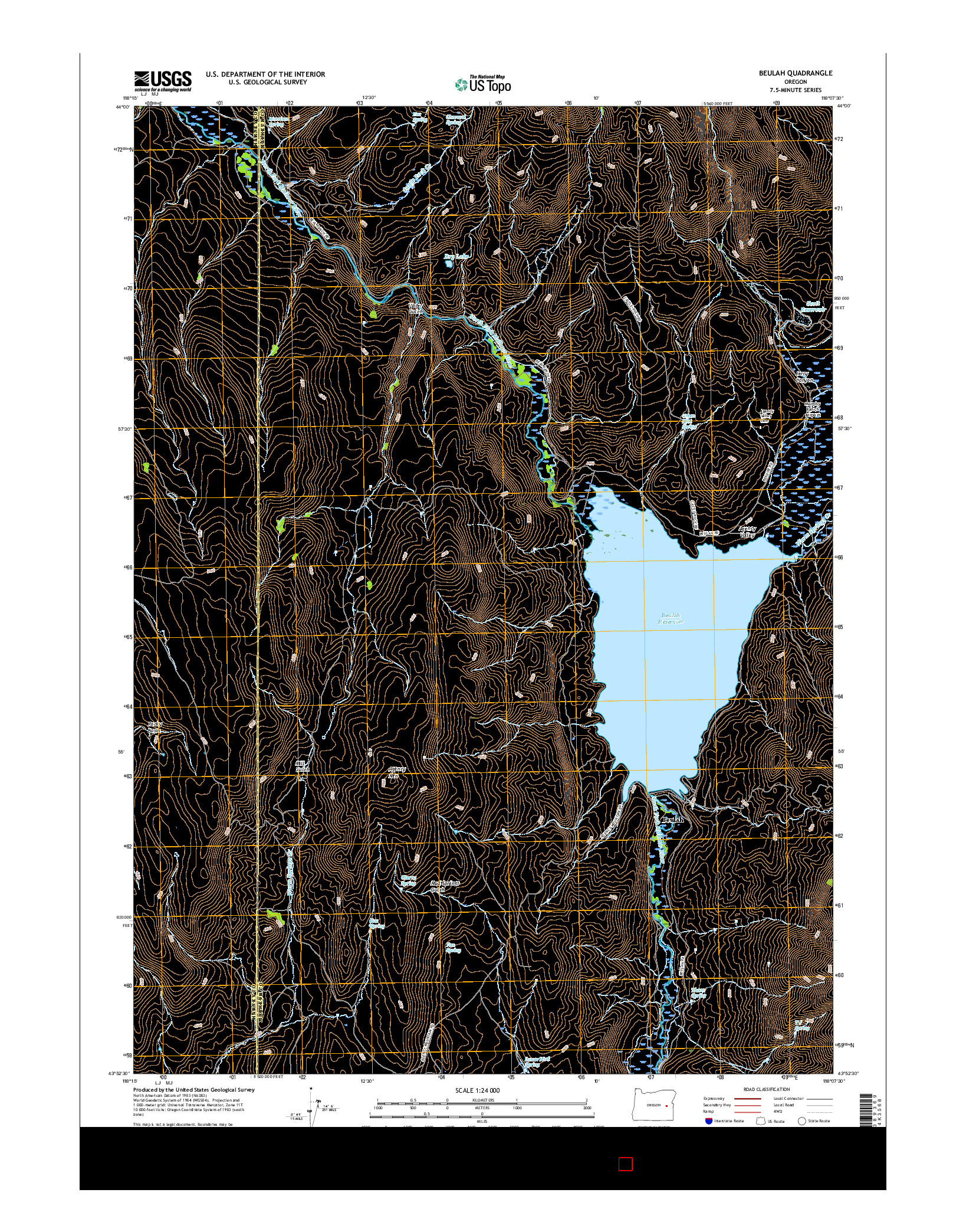 USGS US TOPO 7.5-MINUTE MAP FOR BEULAH, OR 2017