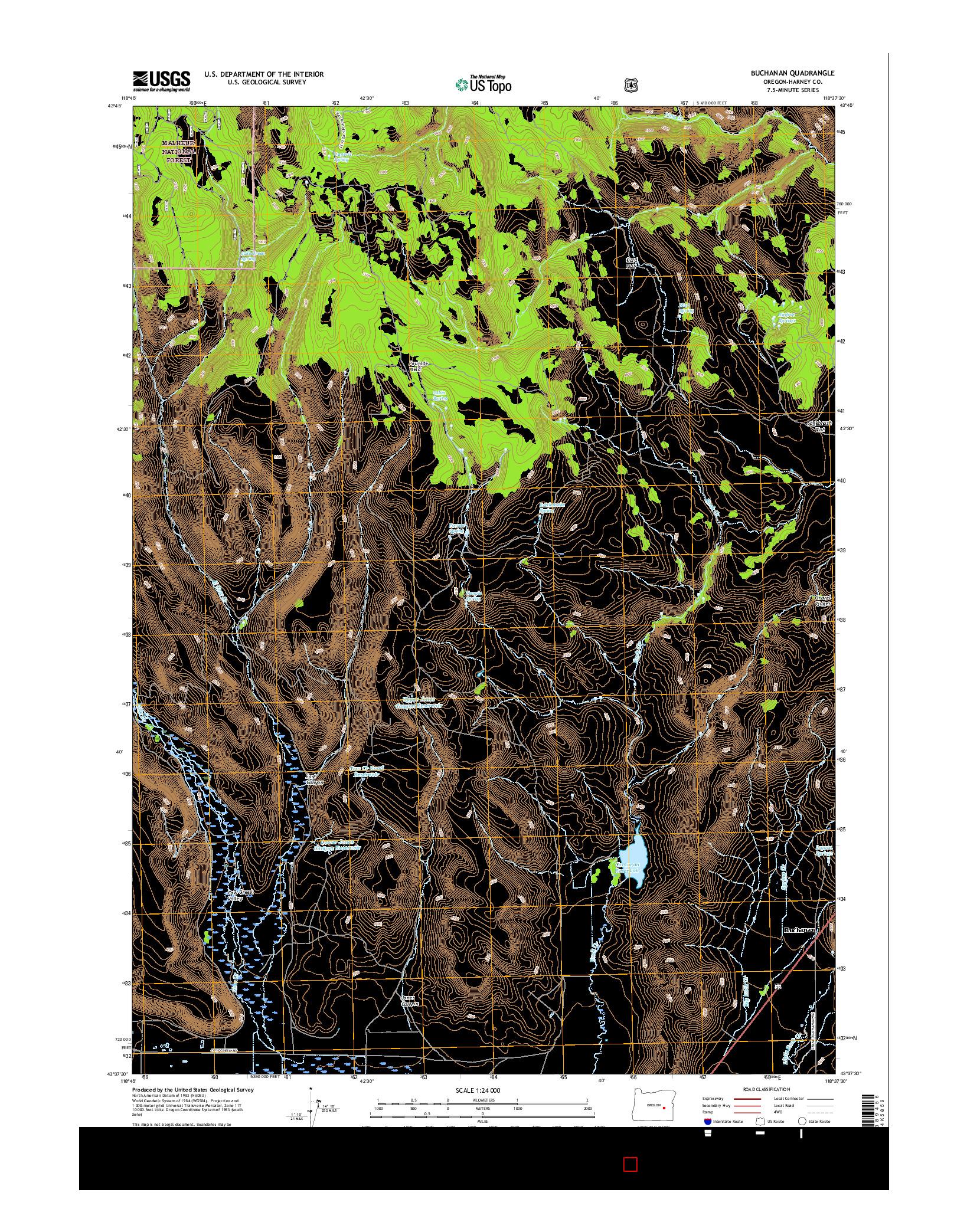 USGS US TOPO 7.5-MINUTE MAP FOR BUCHANAN, OR 2017