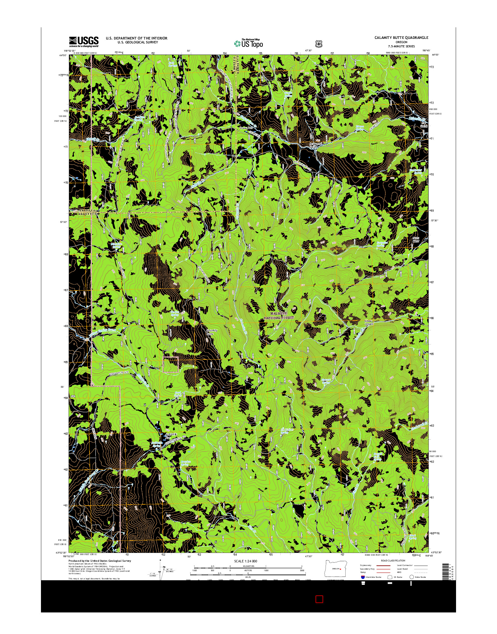 USGS US TOPO 7.5-MINUTE MAP FOR CALAMITY BUTTE, OR 2017