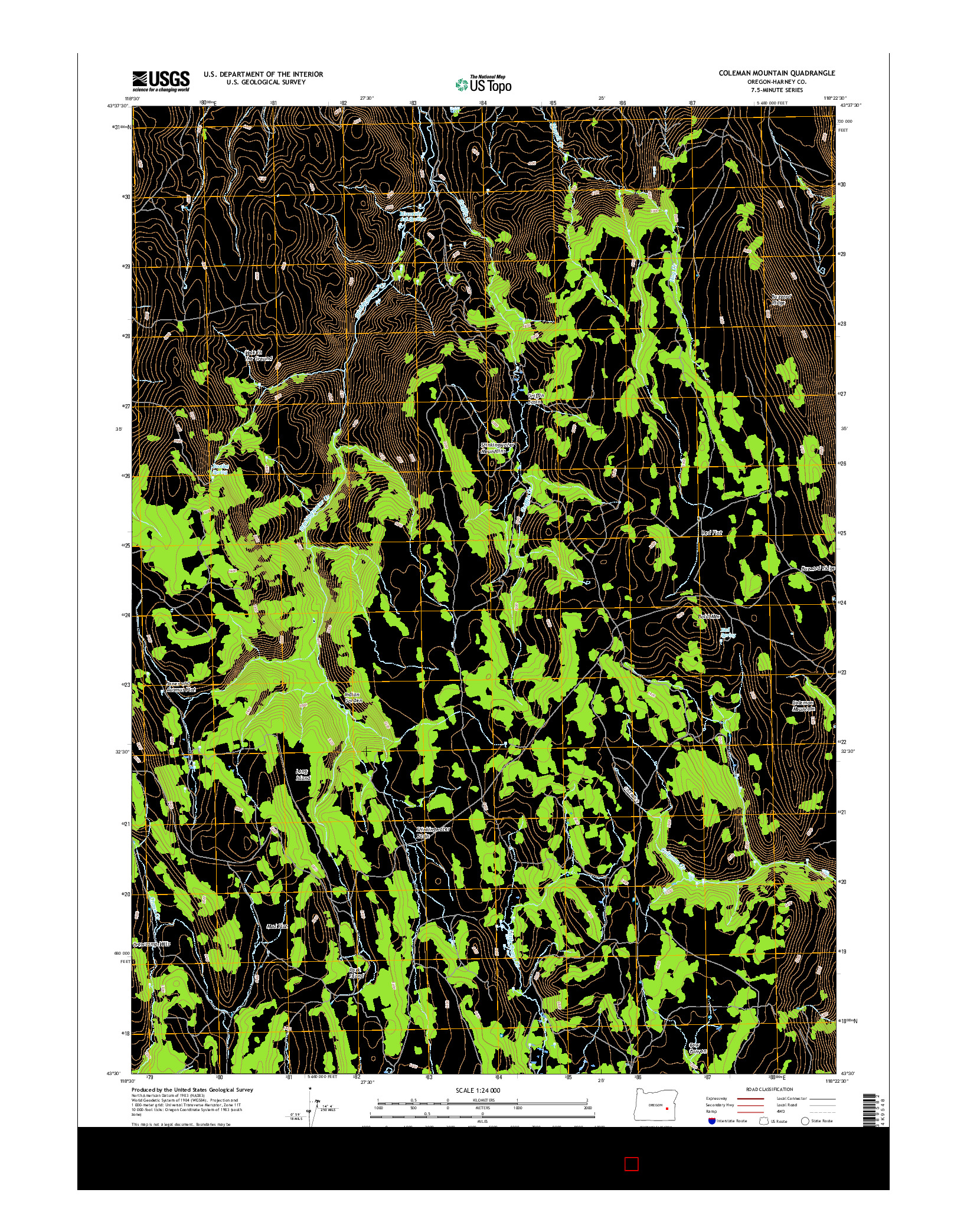 USGS US TOPO 7.5-MINUTE MAP FOR COLEMAN MOUNTAIN, OR 2017
