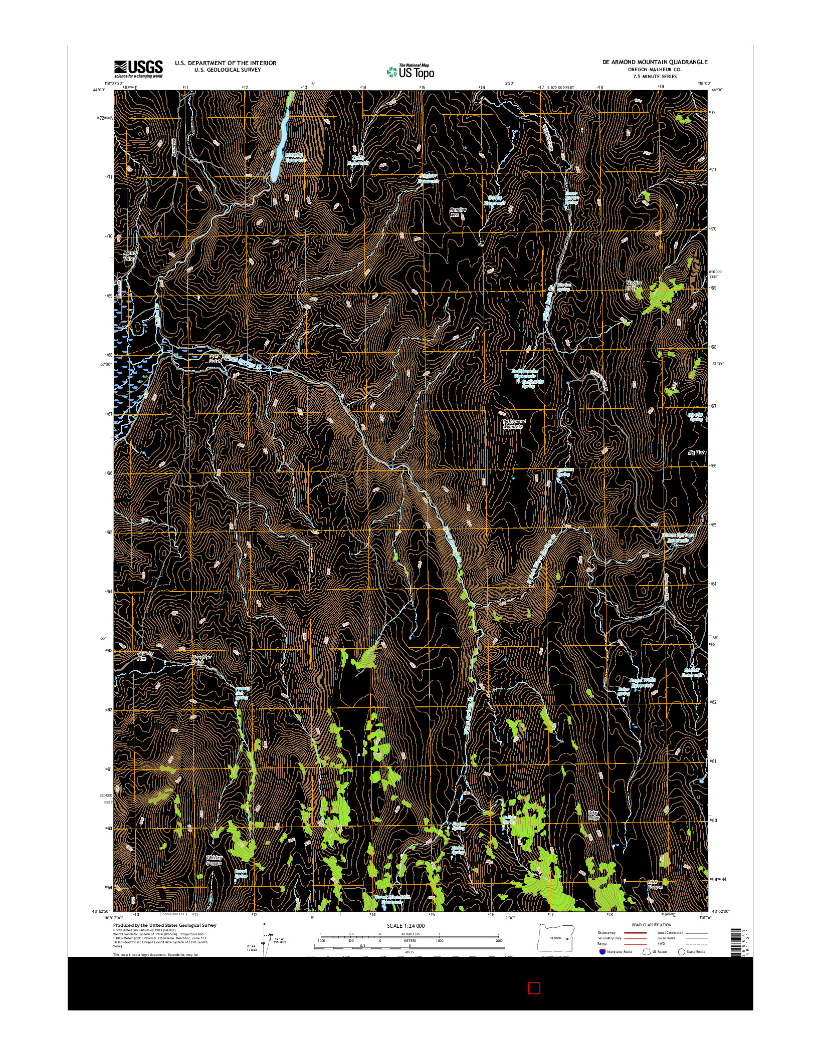 USGS US TOPO 7.5-MINUTE MAP FOR DE ARMOND MOUNTAIN, OR 2017