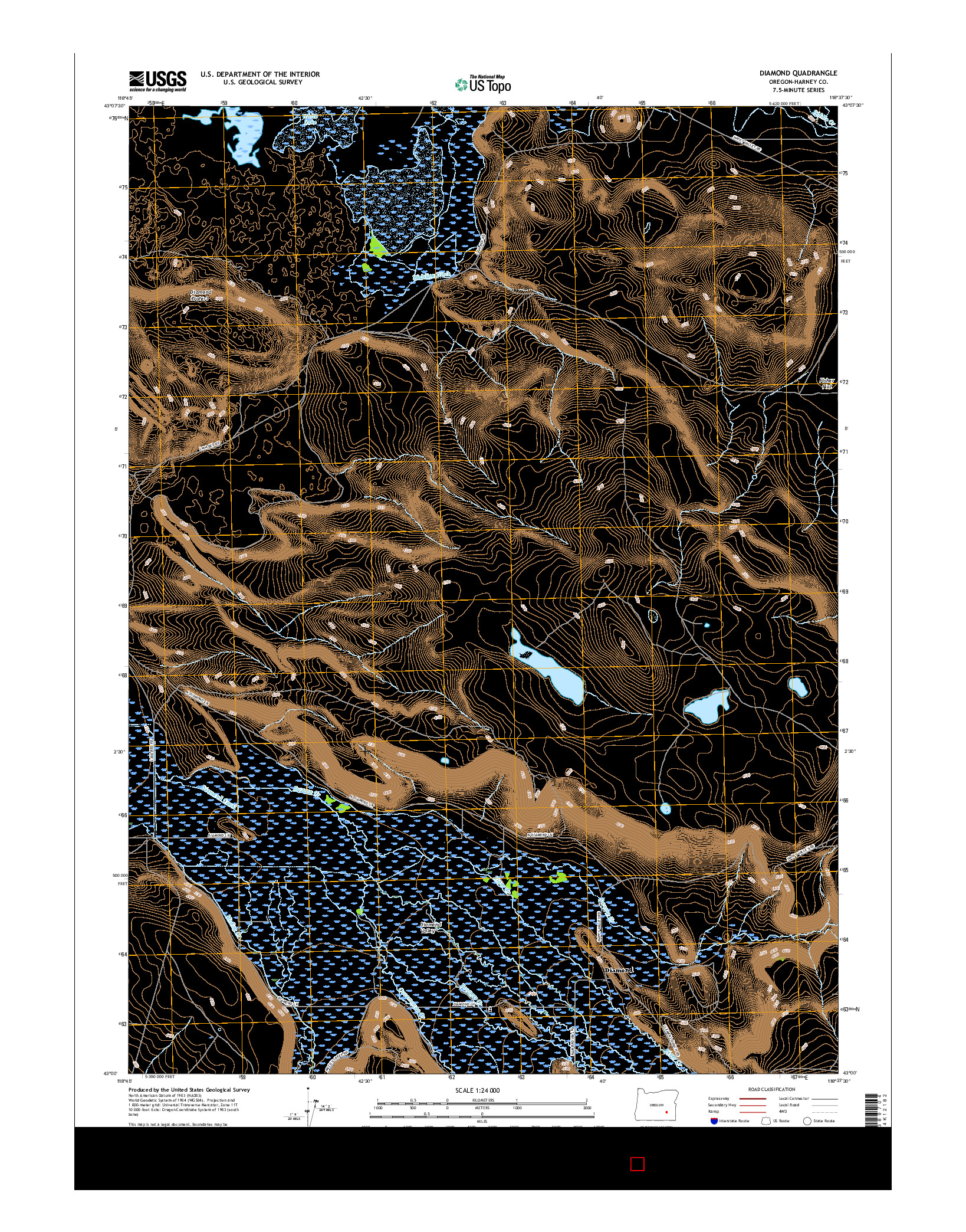 USGS US TOPO 7.5-MINUTE MAP FOR DIAMOND, OR 2017